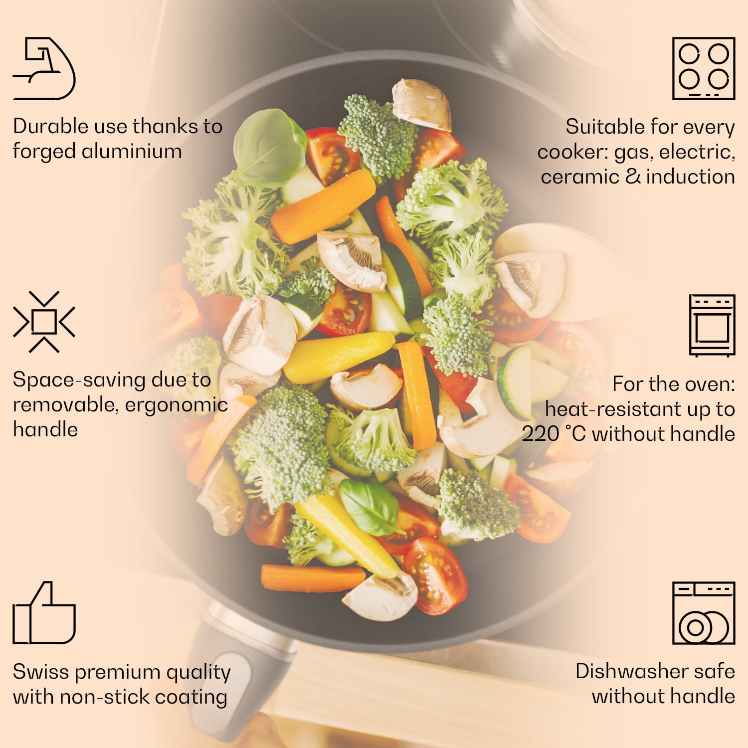 Noto Endurance, set panvíc, kovaný hliník, 3 veľkosti, 2 plstené chrániče Set | Antracit