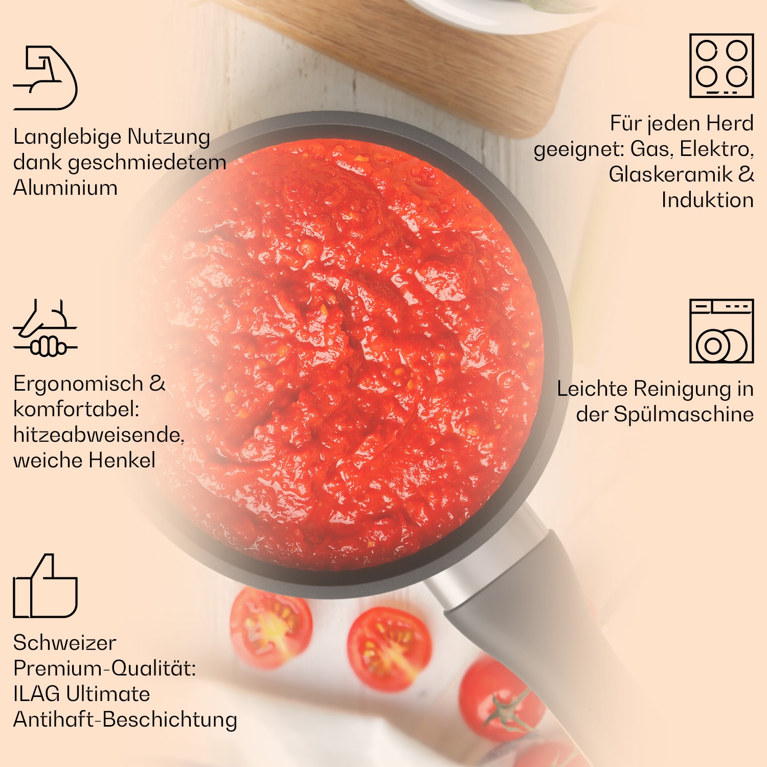 Noto Endurance Kasserolle Ø16cm geschmiedetes Aluminium Induktion Antihaft 