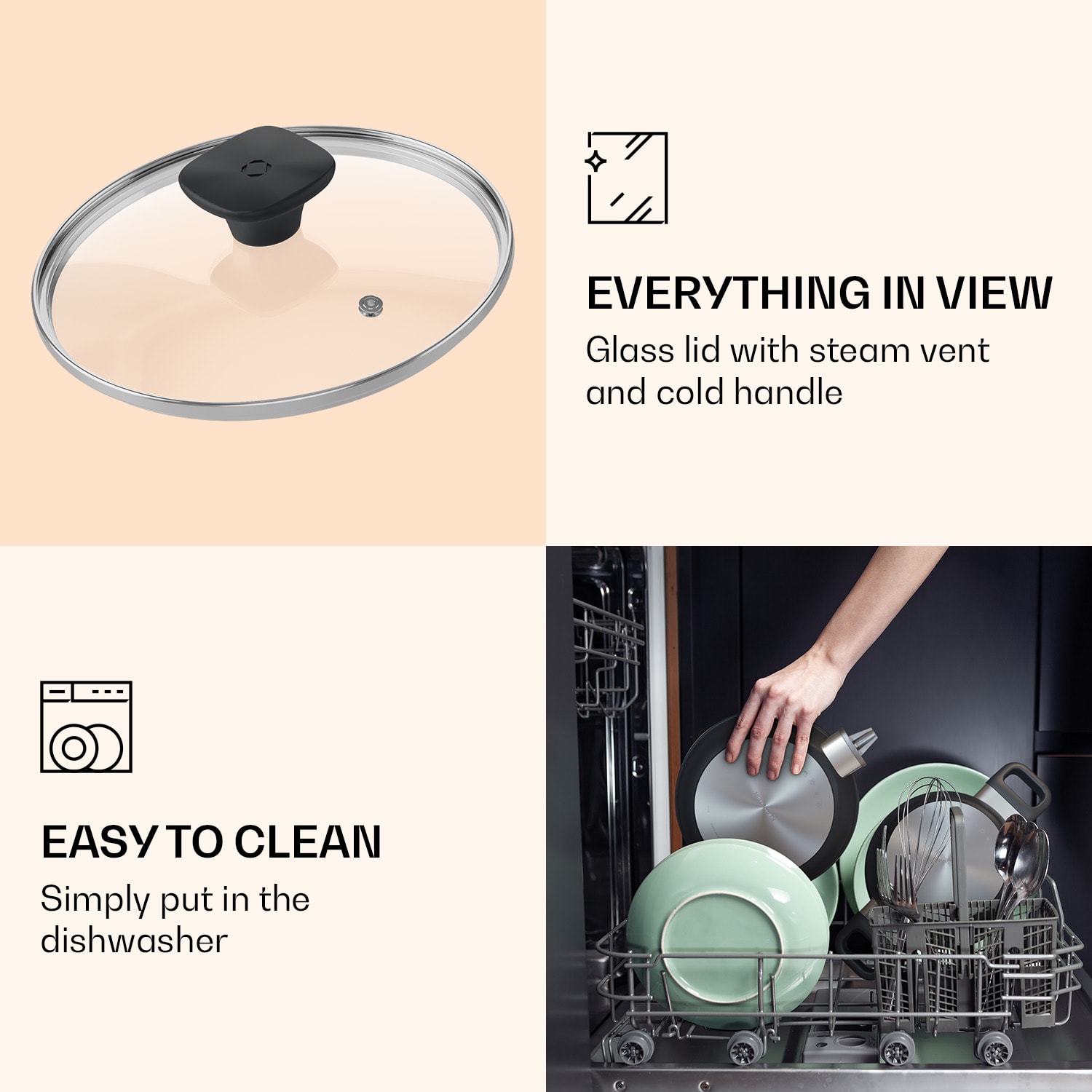 Noto Endurance, set posuda, 4 posude, kovani aluminij, indukcijska PTFE neljepljiva površina