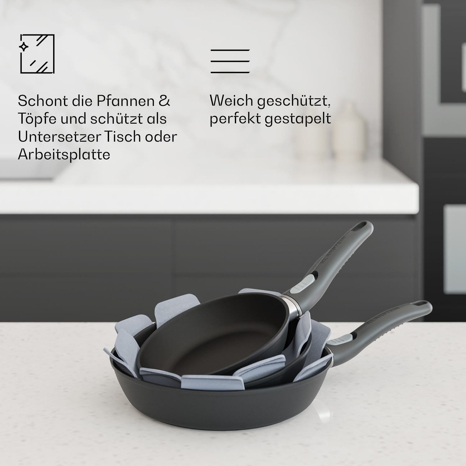 Noto Endurance Filz-Set 5 Stck. sternförmig sehr weich für Töpfe & Pfannen Ø38 cm 