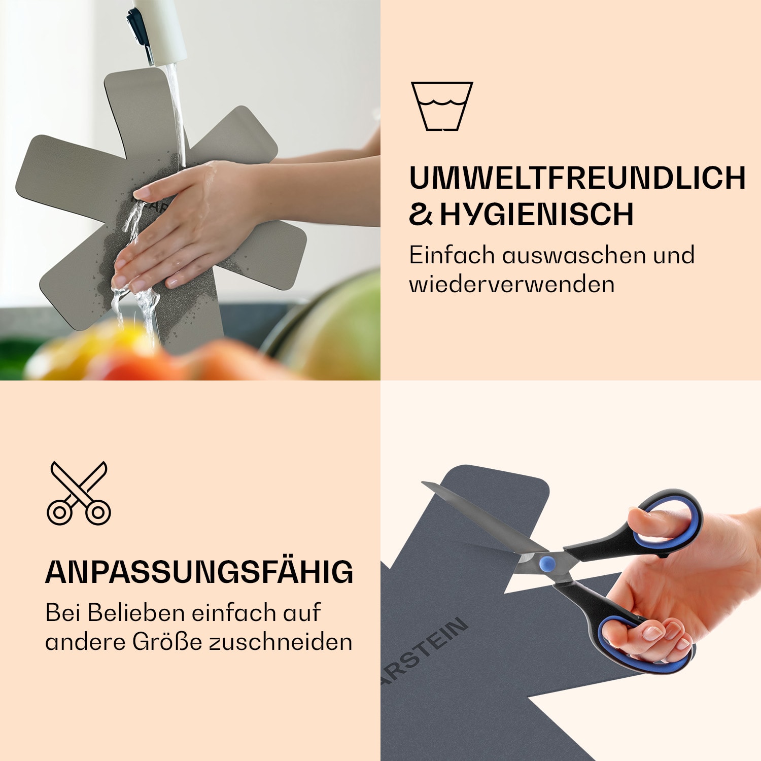 Noto Endurance Filz-Set 5 Stck. sternförmig sehr weich für Töpfe & Pfannen Ø38 cm 