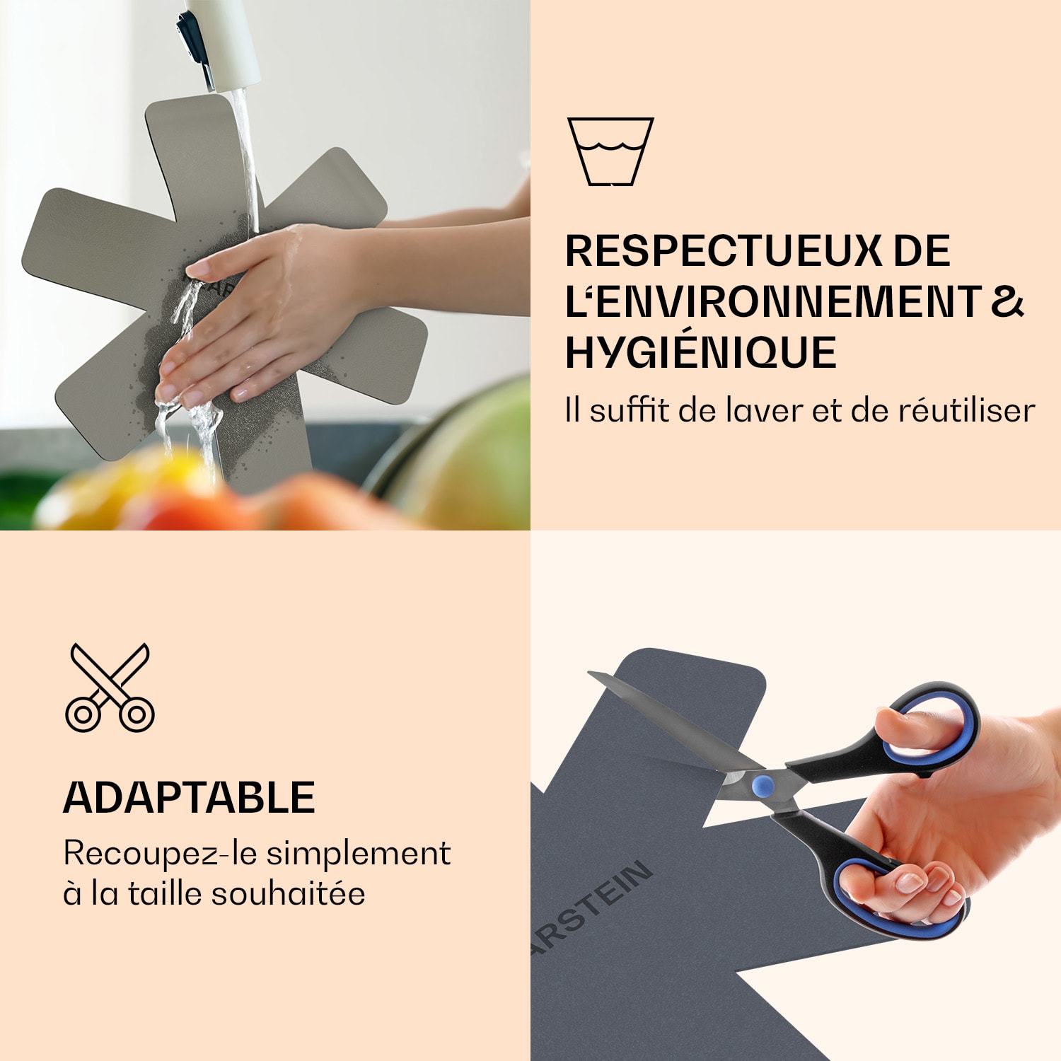 Noto Endurance lot de 5 feutres étoiles très doux pour casseroles et poêles Ø38 cm 