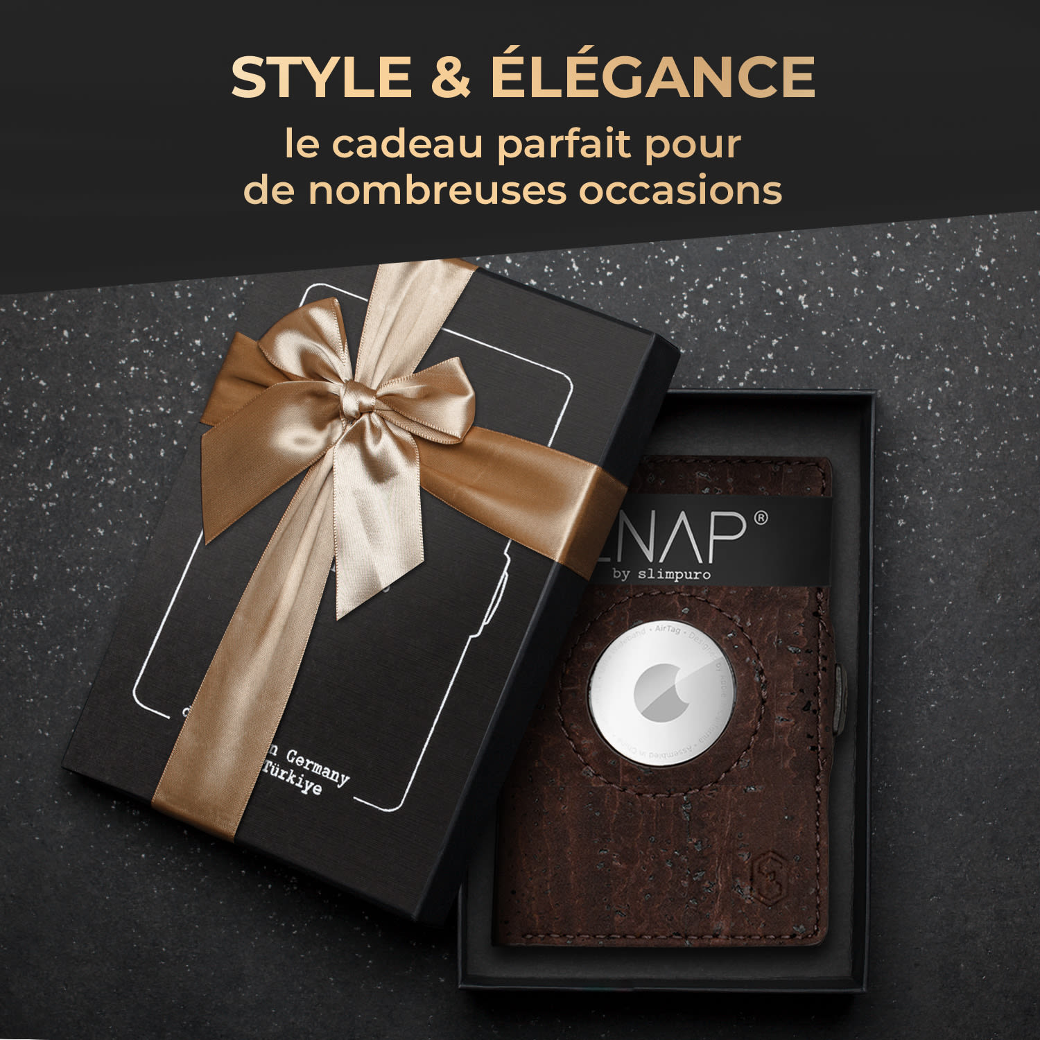 ZNAP Airtag Wallet Portefeuille 8 cartes compartiment monnaie 8,9 x 1,5 x 6,3 cm (LxHxP) Protection RFID 