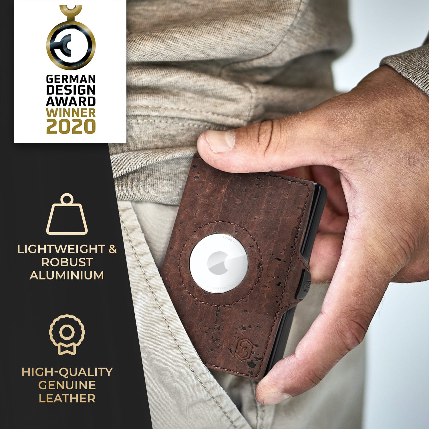 ZNAP Airtag Wallet, 8 karet, přihrádka na mince, 8,9 x 1,5 x 6,3 cm (Š x V x H), ochrana RFID 