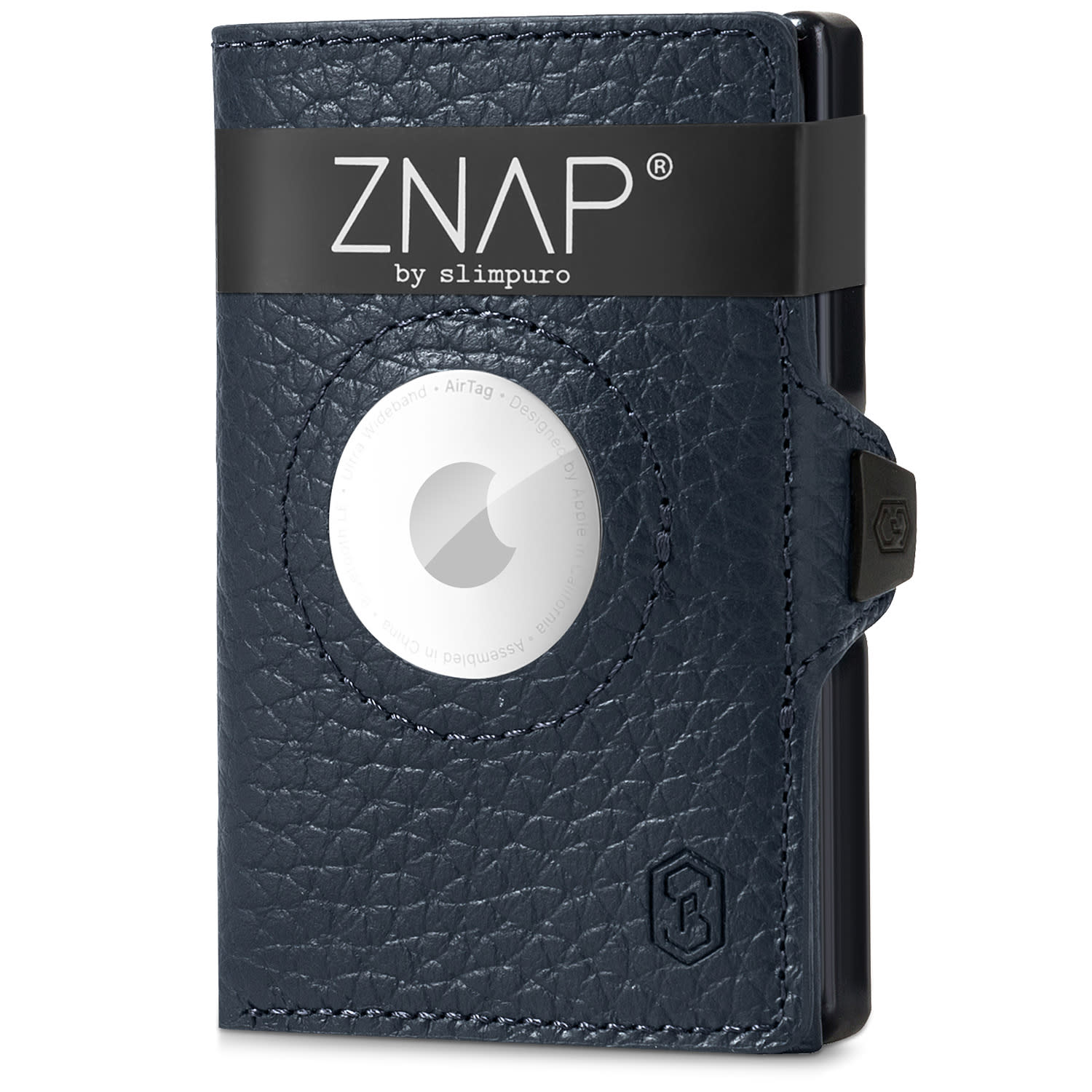 ZNAP Airtag Wallet, 8 karet, přihrádka na mince, 8,9 x 1,5 x 6,3 cm (Š x V x H), ochrana RFID zrnitý | Modrý oceán