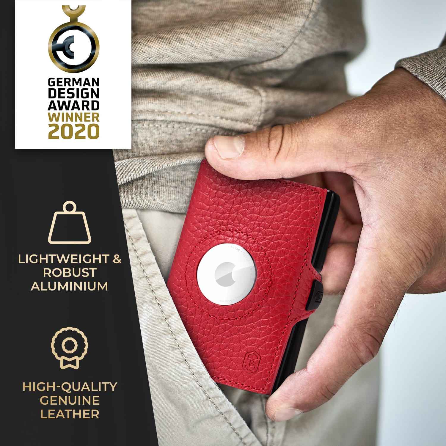 ZNAP Airtag Wallet, 12 karet, přihrádka na mince, 8,9 x 1,8 x 6,3 cm (Š x V x H), ochrana RFID 