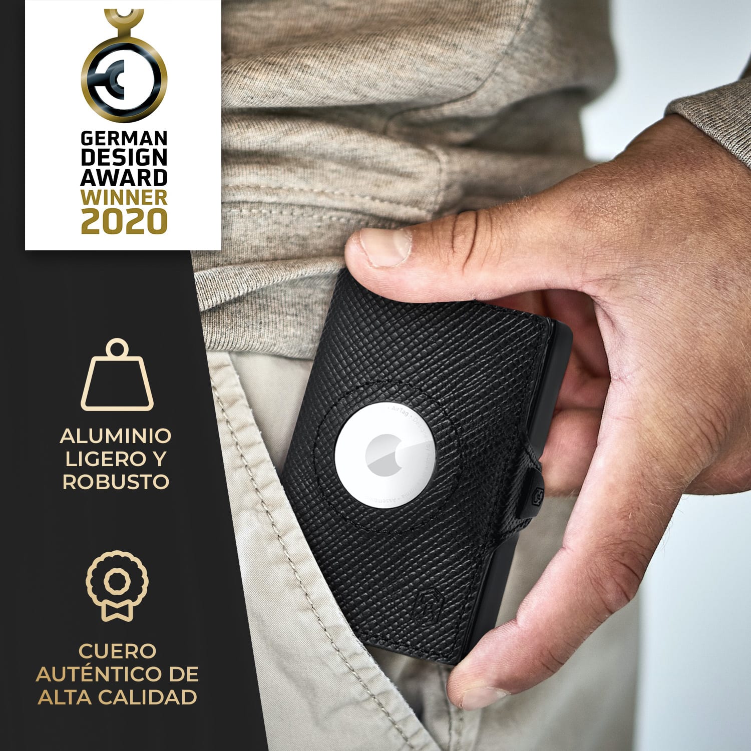 ZNAP Slim Wallet 12 Tarjetera monedero 8,9 x 1,8 x 6,3 cm (largo x grueso x ancho) protección RFID Saffiano | Negro