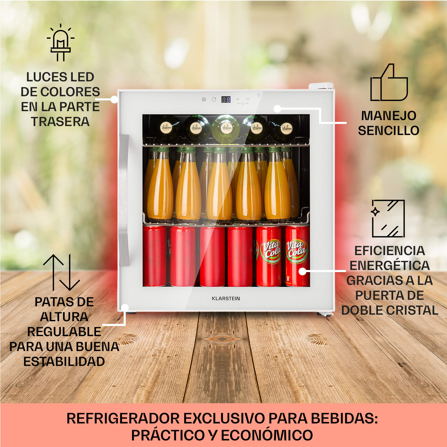 Nevera para vinos Coachella 50 47 litros función wifi retroiluminada acero inoxidable 50 L | Blanco
