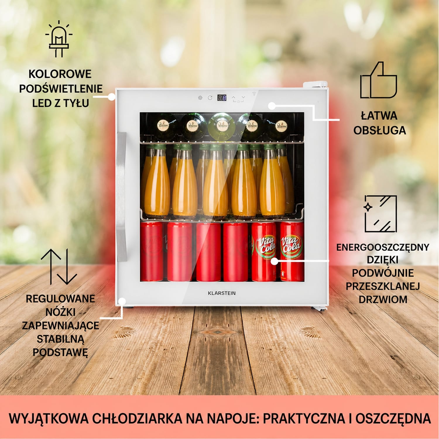 Coachella 50 Smart, lodówka na napoje, chłodziarka, 50 l, WiFi, podświetlenie, stal nierdzewna 50 L | Biały