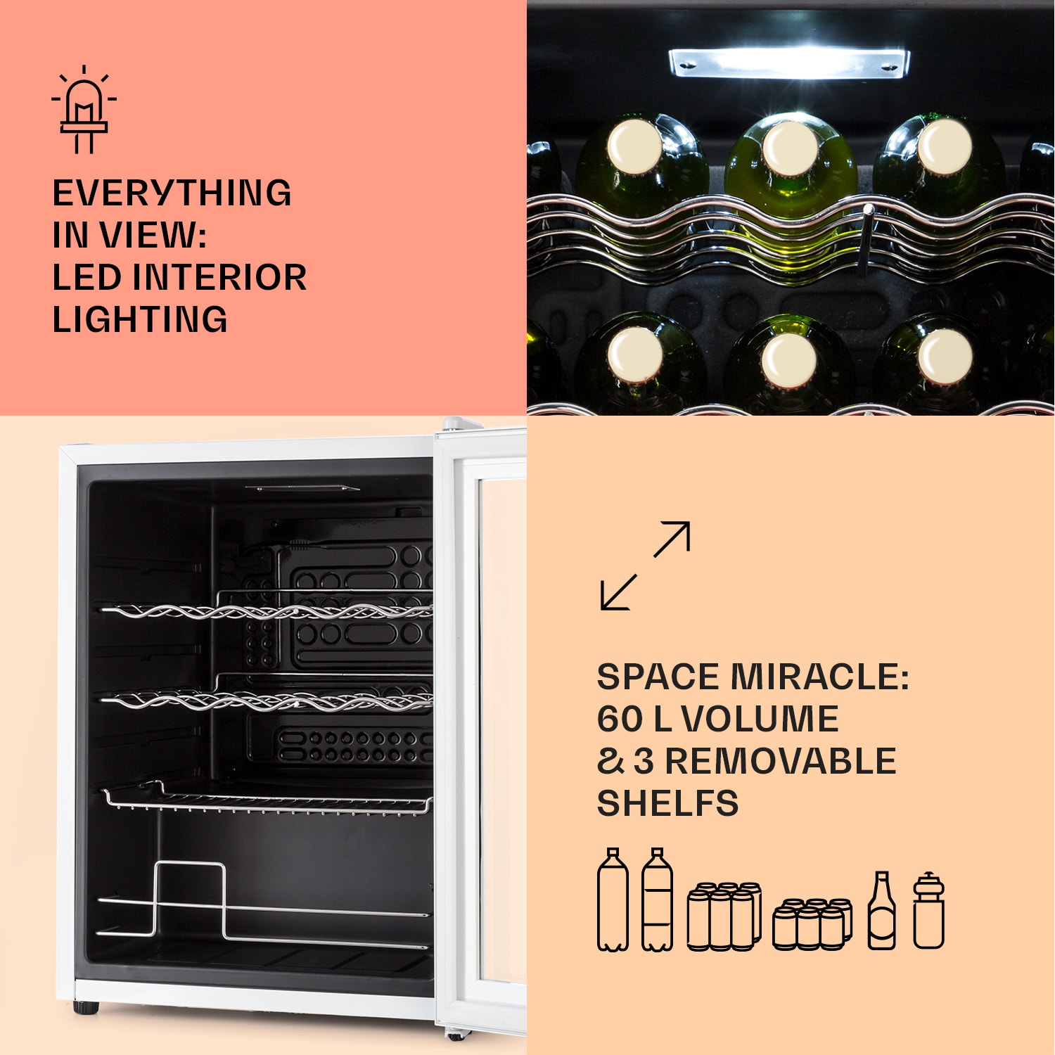 Coachella 60, Smart, chladnička, 60 l, funkcia WiFi, podsvietenie. 60 litrov | Biela