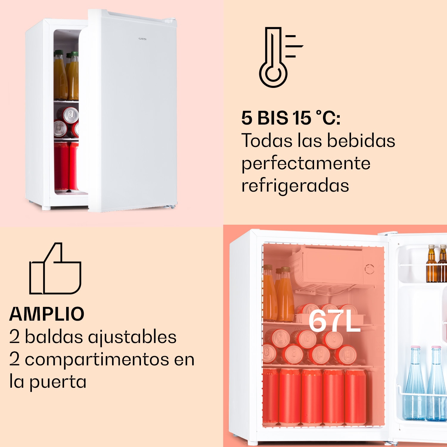 Fargo 67 frigorífico minibar 67 litros / 4 litros congelador compacto Blanco