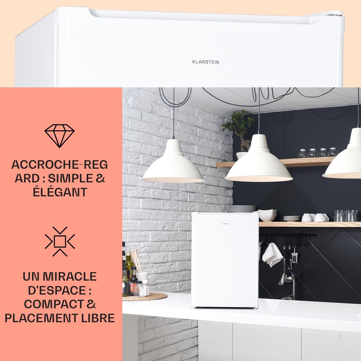 Fargo 67 Réfrigérateur Minibar 67 litres / congélateur 4 litres compact Blanc