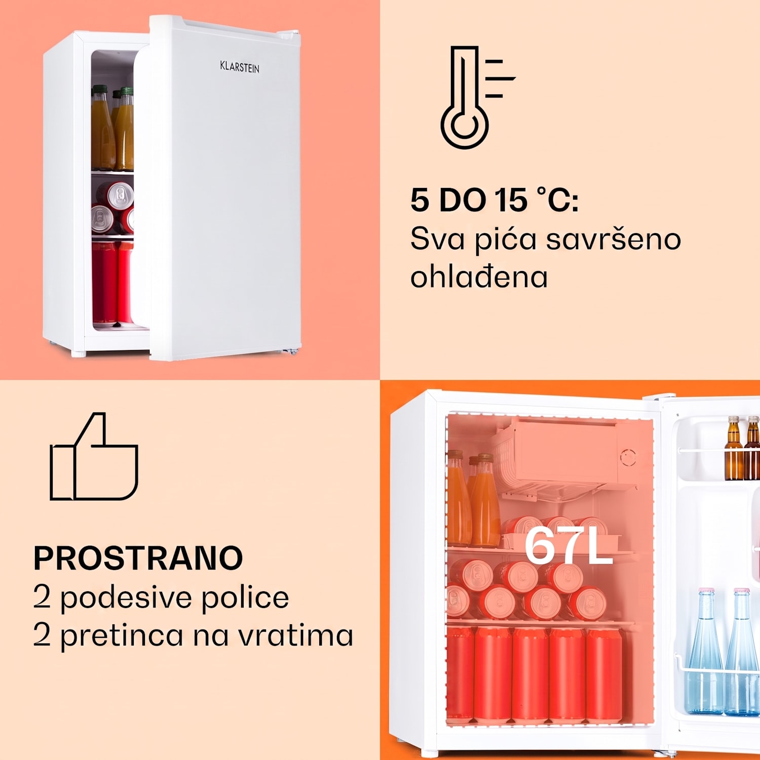 Fargo 67 Hladnjak Minibar 67 litara / 4 litre kompaktni zamrzivač Bijela