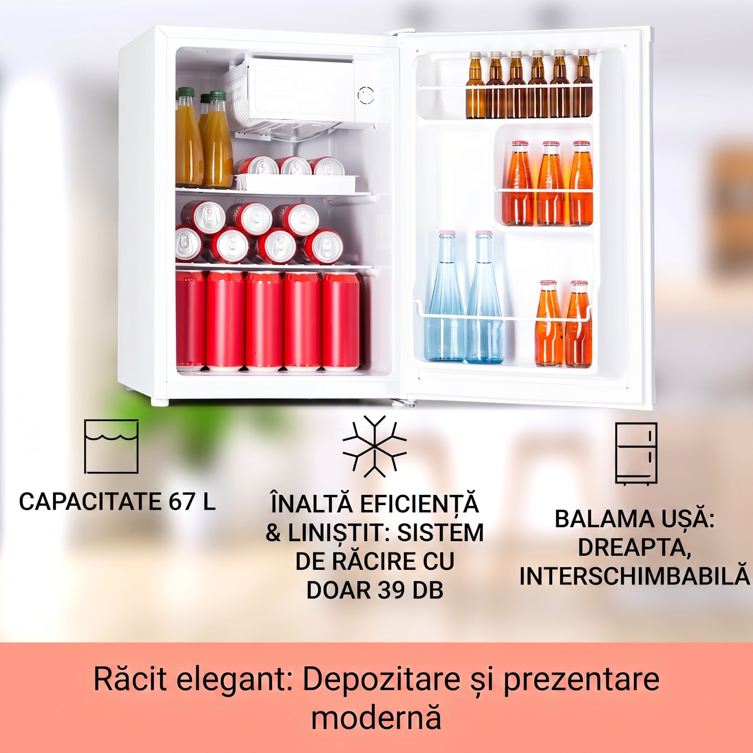 Fargo 67 Frigider Minibar 67 litri / 4 litri Congelator compact Alb