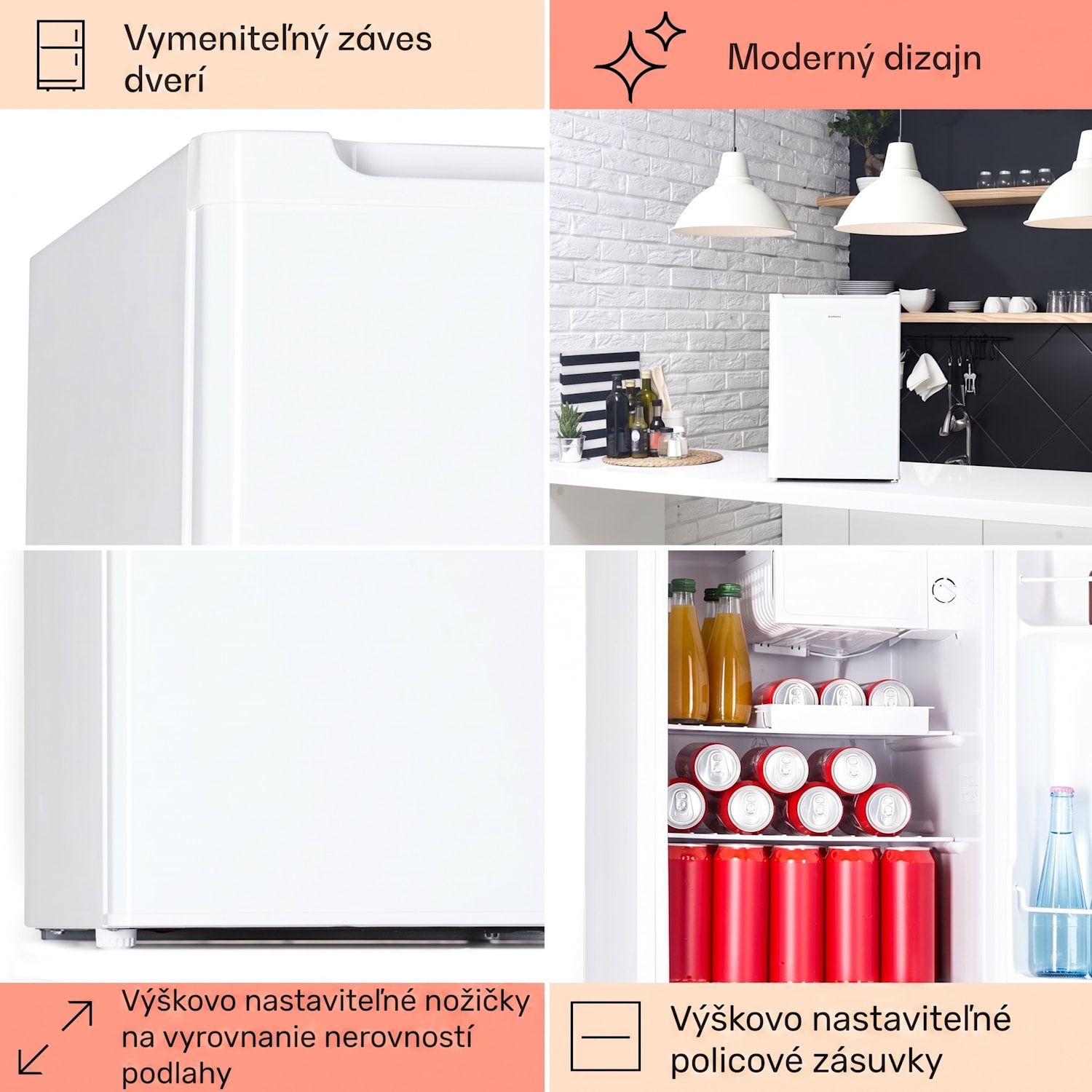 Fargo 67, minibar, chladnička 67 l, mraznička 4 l, kompaktná Biela