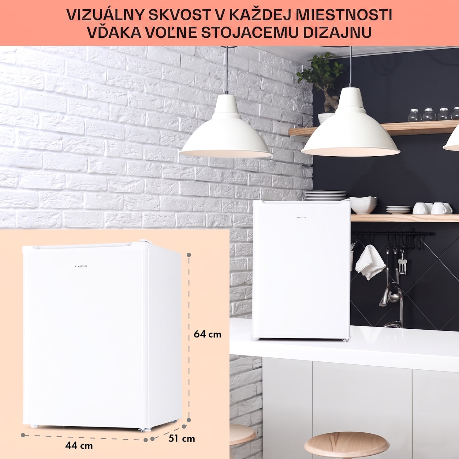 Fargo 67, minibar, chladnička 67 l, mraznička 4 l, kompaktná Biela