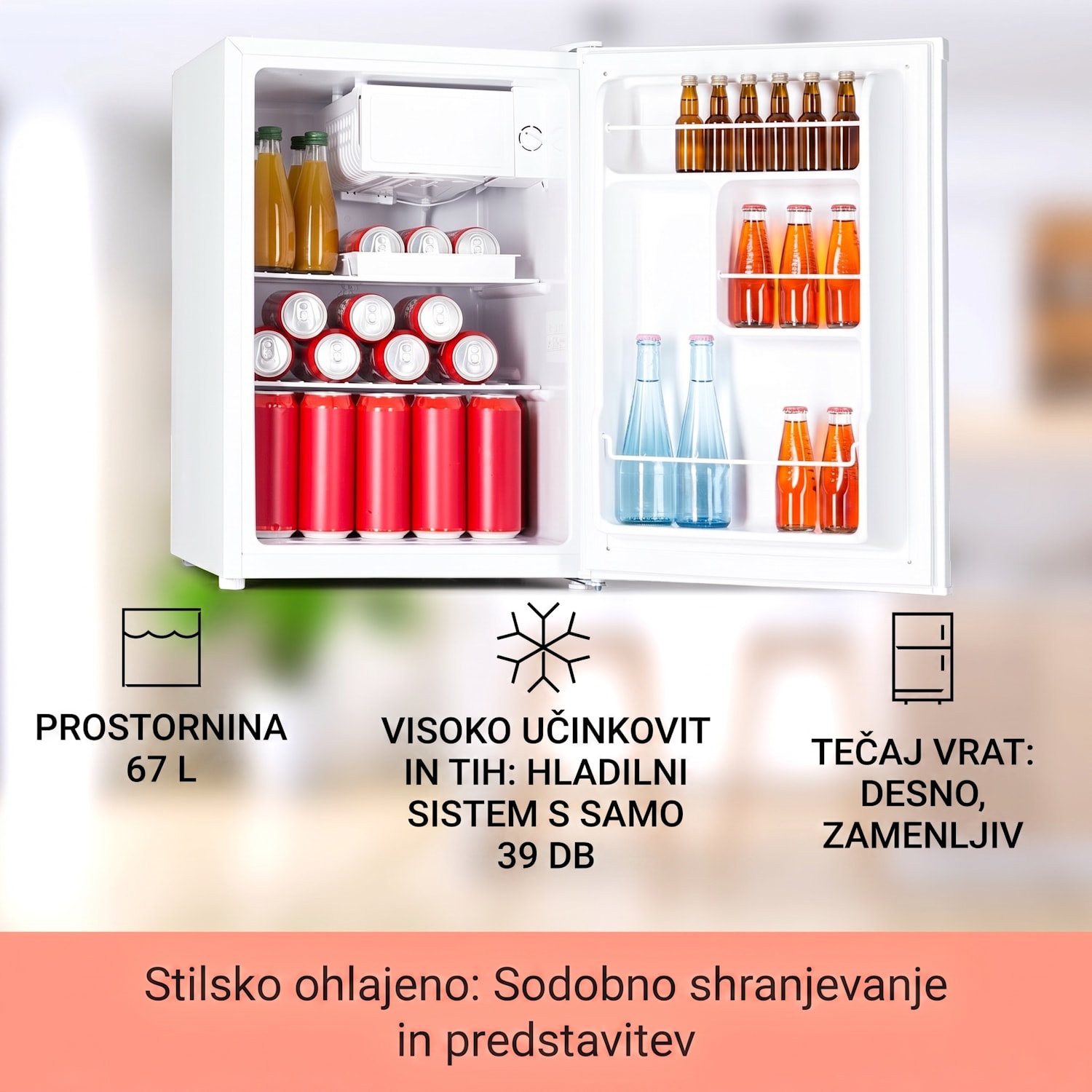 Fargo 67 Hladilnik Minibar 67 litrov / 4 litri zamrzovalnik kompakten Bela