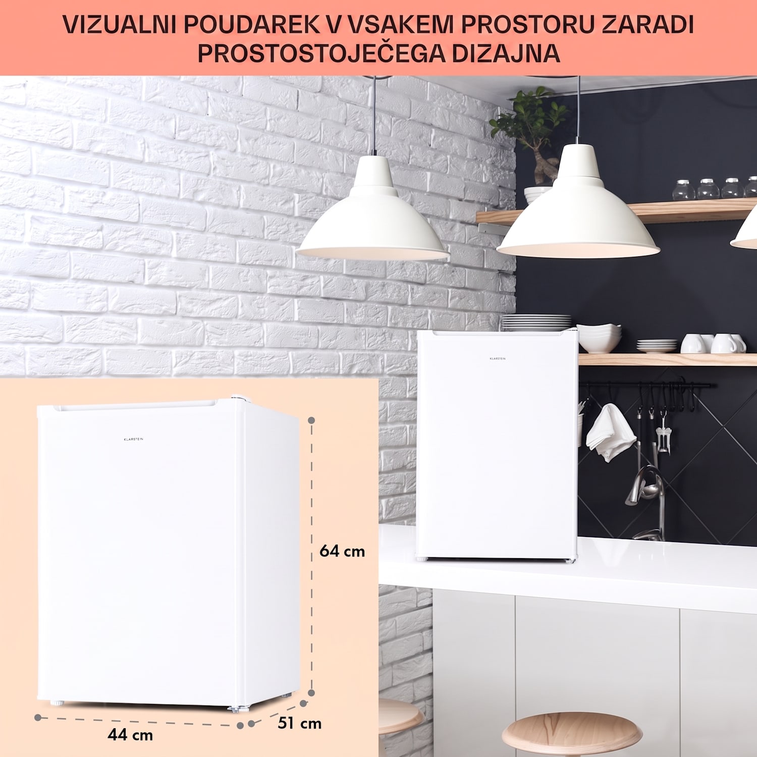 Fargo 67 Hladilnik Minibar 67 litrov / 4 litri zamrzovalnik kompakten Bela