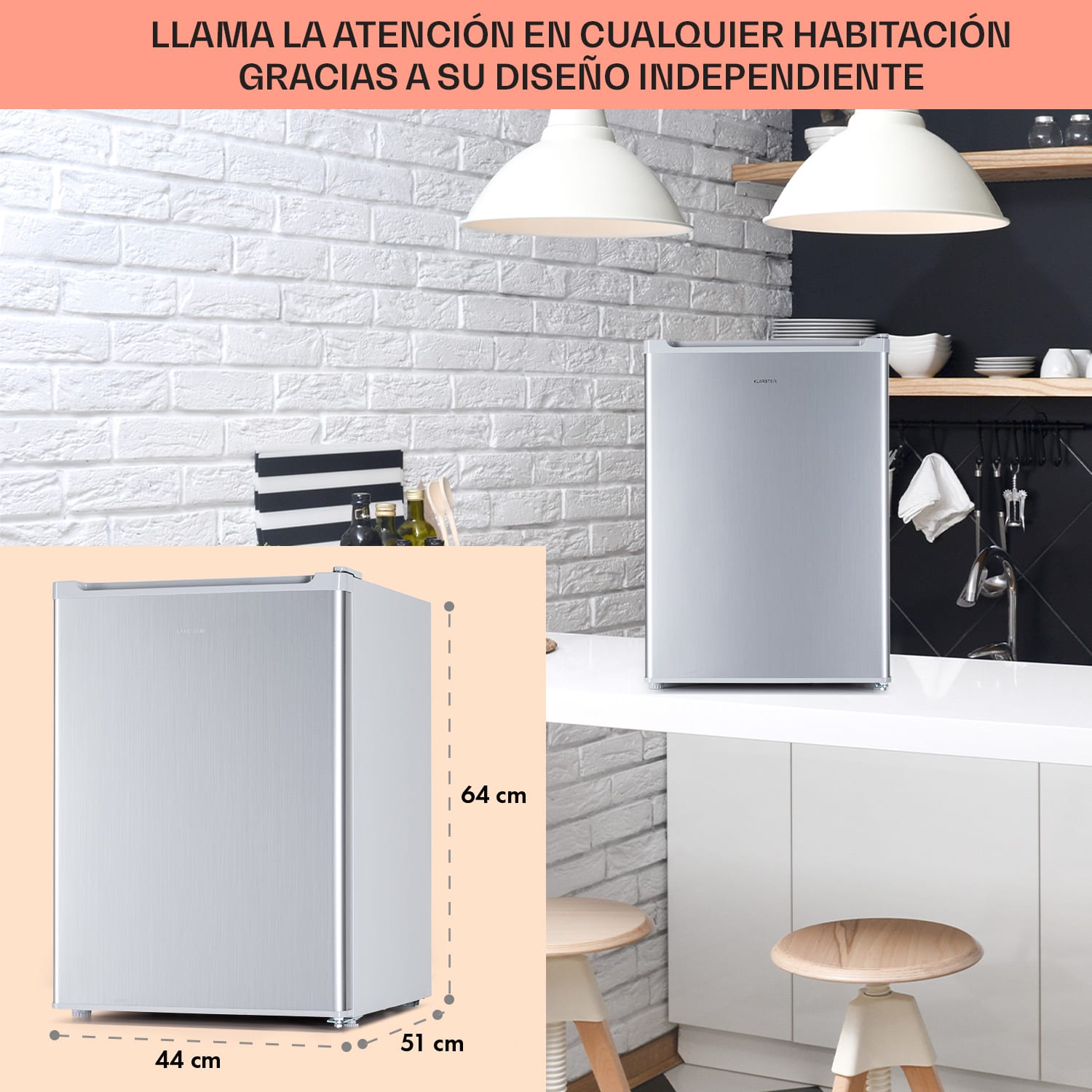 Fargo 67 frigorífico minibar 67 litros / 4 litros compartimento congelador compacto Plata Metálica