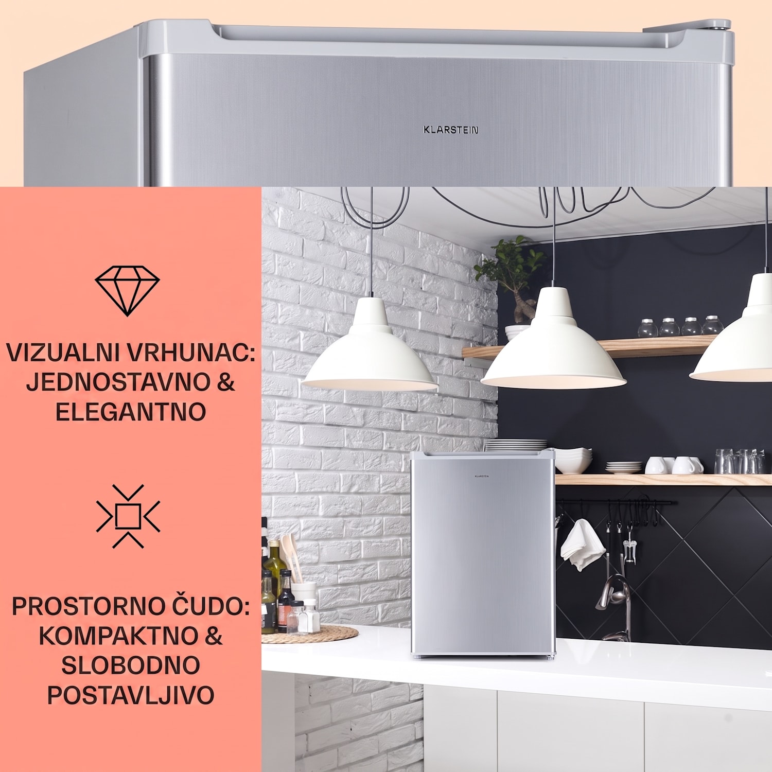 Fargo 67 Hladnjak Minibar 67 litara / 4 litre kompaktni zamrzivač Srebrna metalik