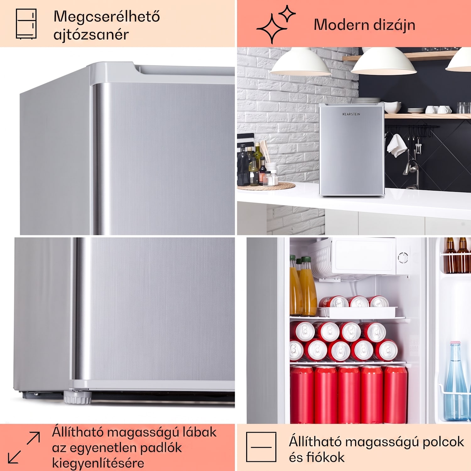 Fargo 67, minibár, 67 liter hűtőszekrény, 4 liter fagyasztó, kompakt Ezüst metál