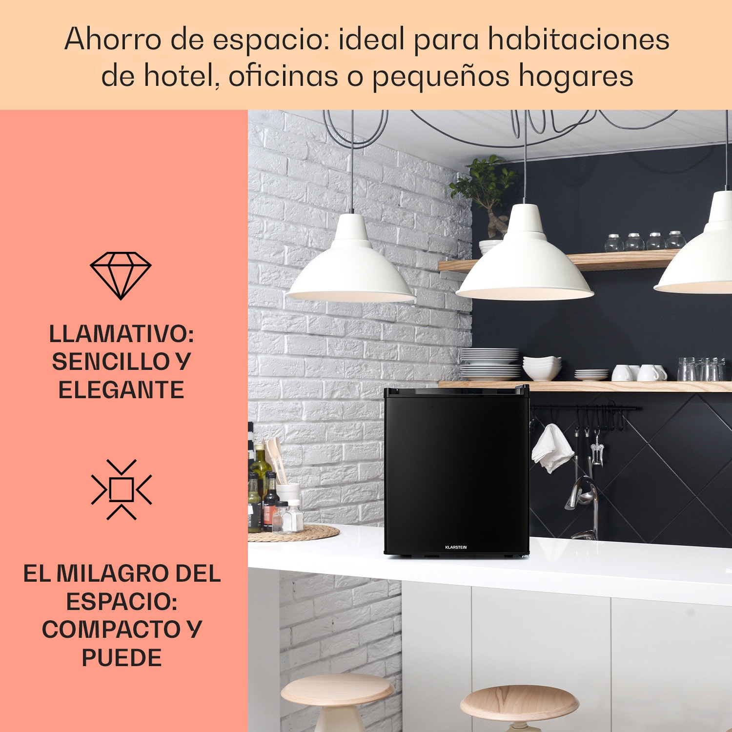 Happy Hour 38 mininevera minibar nevera para bebidas 38 litros 26 dB 38 L | Negro