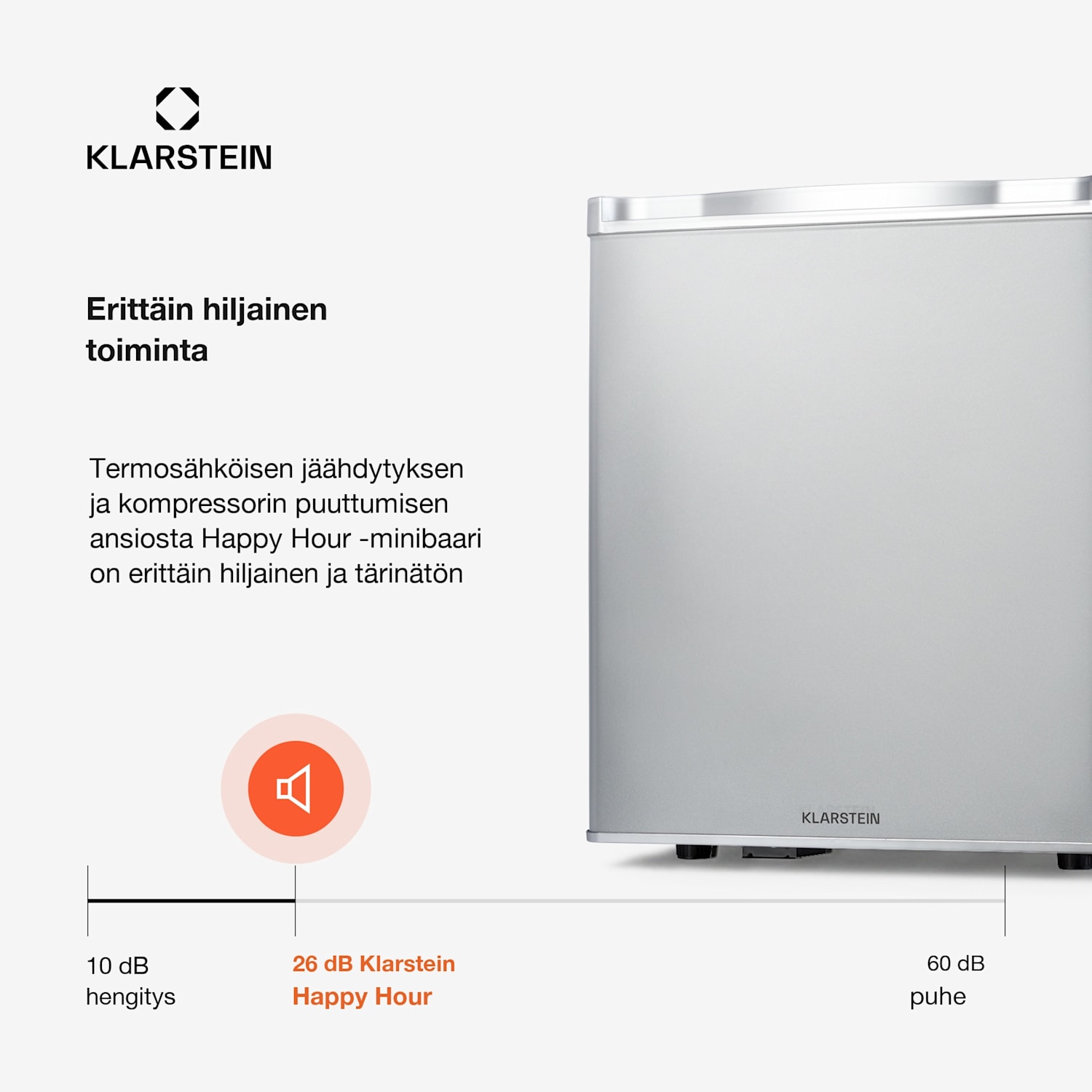 Happy Hour 38 -minijääkaappi minibaari juomajääkaappi 38 l 26 dB 38 L | F | Hopea