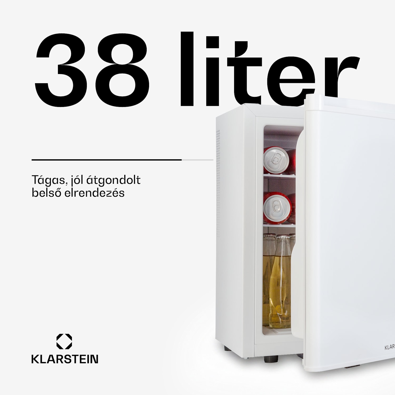 Happy Hour 38, mini hűtőszekrény, minibár, italhűtőszekrény, 38 liter, 26 dB 38 Ltr | F | Fehér
