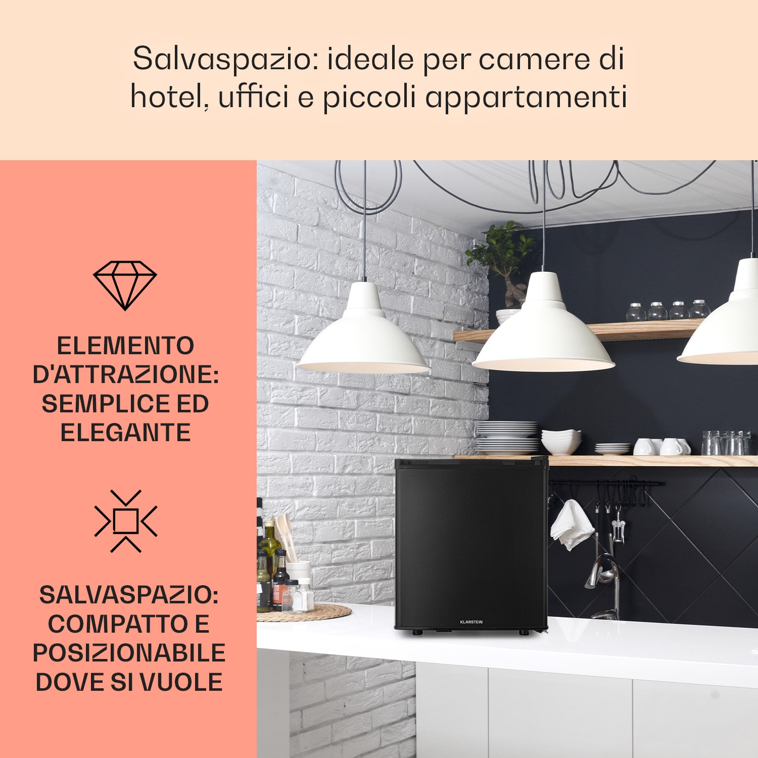 Happy Hour 45 - Mini frigo, minibar, frigorifero per bevande, 45 litri, 26 dB    45 Ltr | Nero