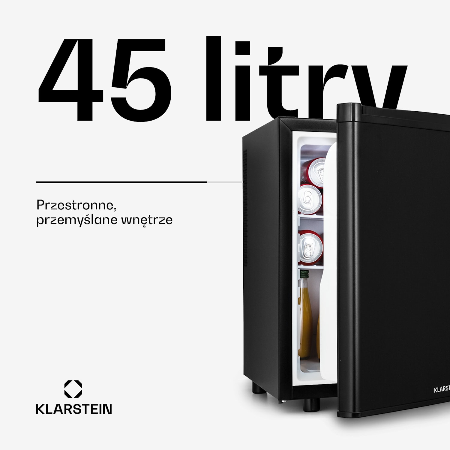 Happy Hour 45, mini lodówka, chłodziarka na napoje, 45 l, 26 dB 45 Ltr | C | Czarny