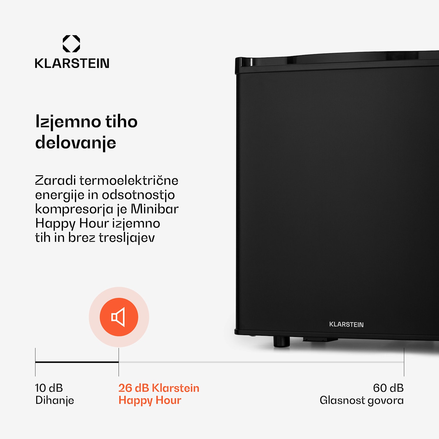 Happy Hour 45, mini hladilnik, minibar, hladilnik za pijačo, 45 litrov, 26 dB 45 Ltr | C | Črna