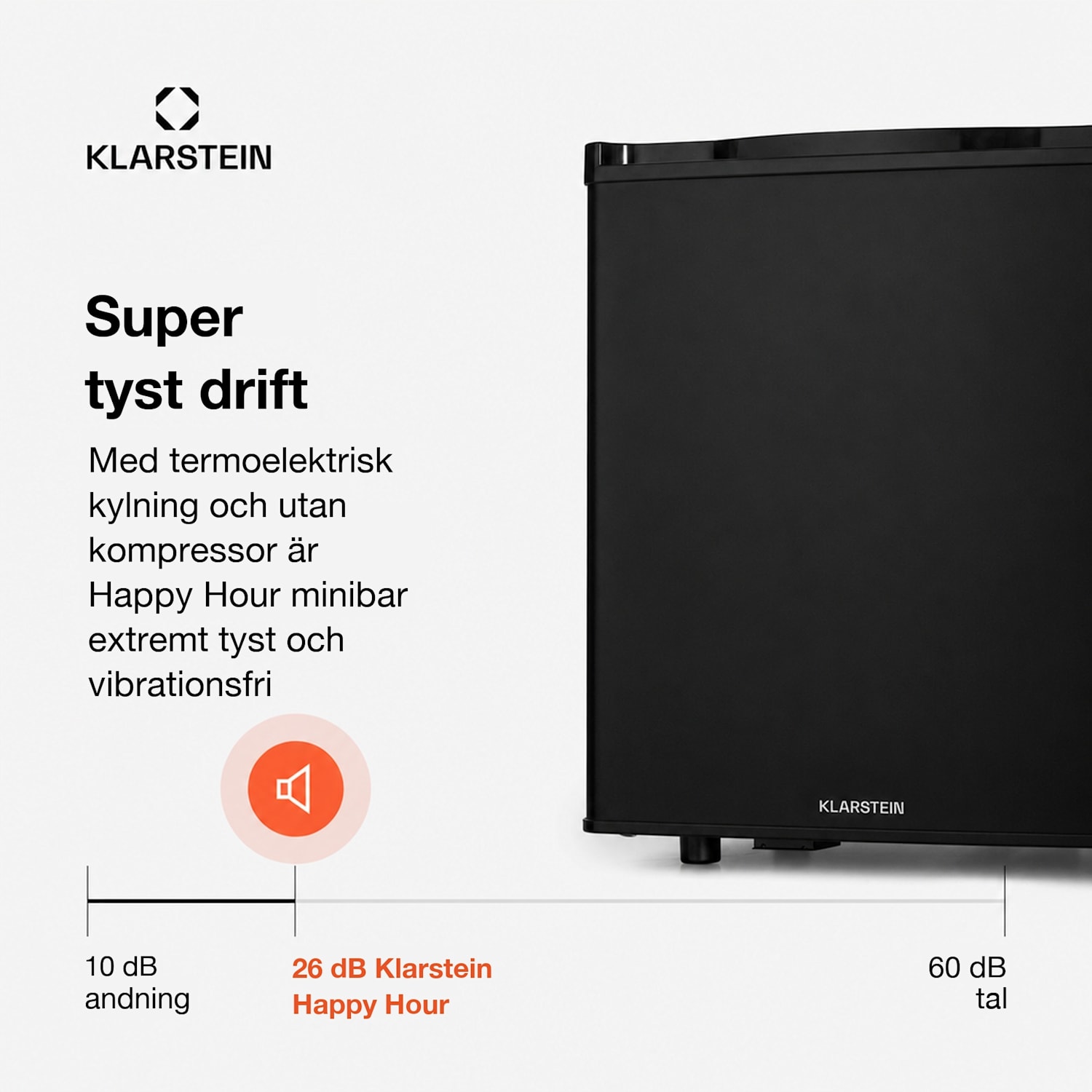 Happy Hour 45 Mini-kylskåp minibar dryckeskyl 45 l 26 dB 45 L | C | Svart