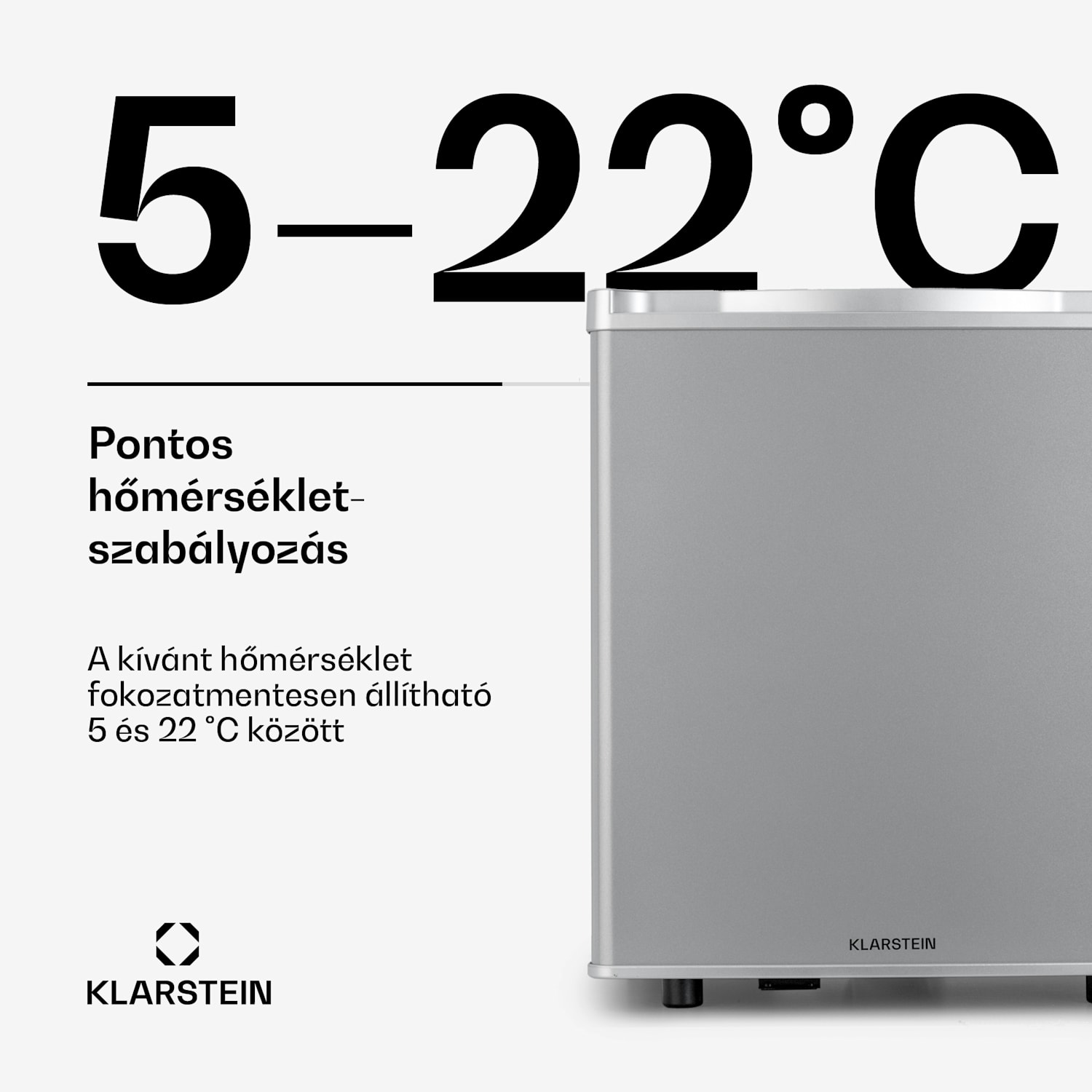 Happy Hour 45, mini hűtőszekrény, minibár, italhűtőszekrény, 45 liter, 26 dB 45 Ltr | C | Ezüst