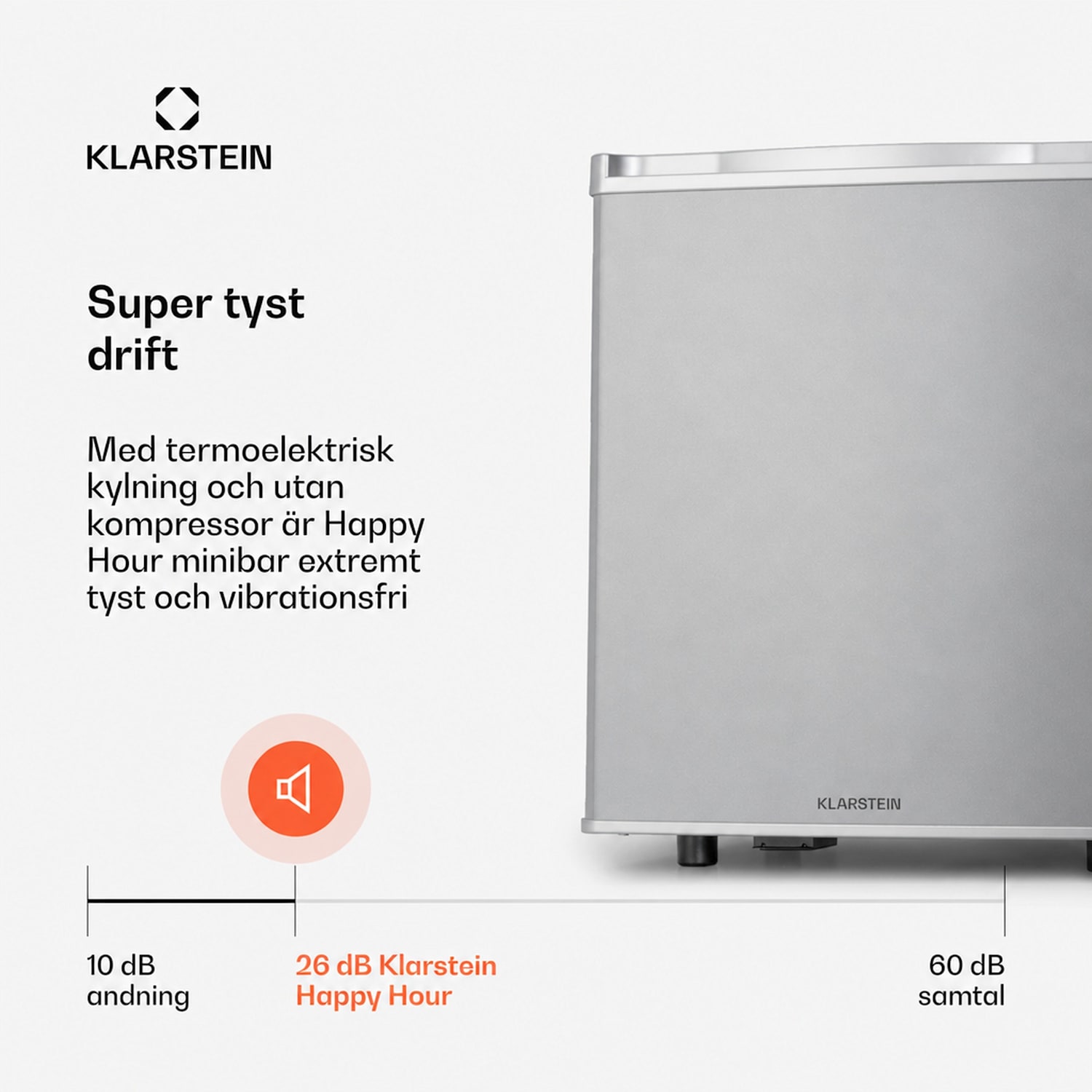 Happy Hour 45 Mini-kylskåp minibar dryckeskyl 45 l 26 dB 45 L | C | Silver