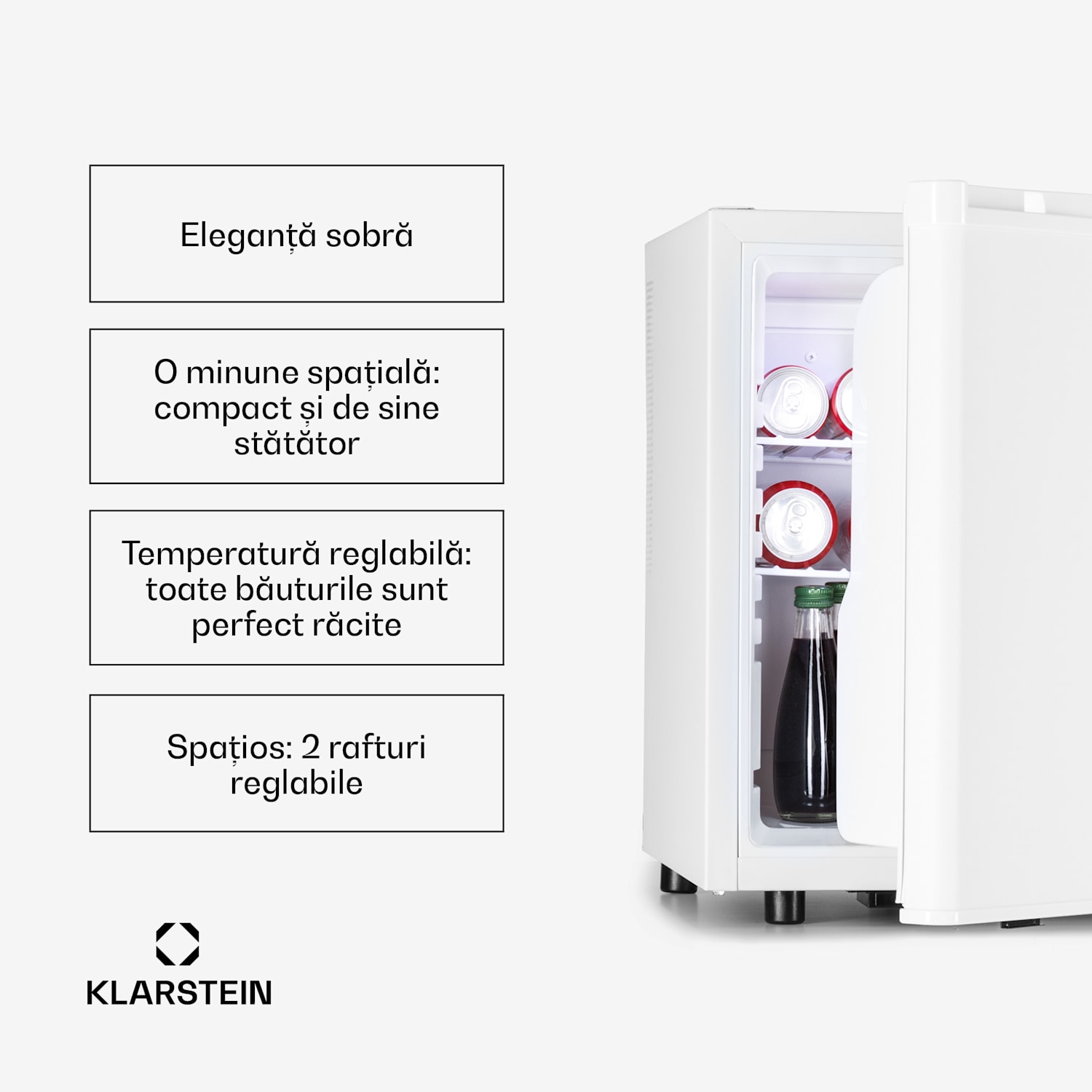 Happy Hour 45, mini-frigider, minibar, frigider pentru băuturi, 45 litri, 26 dB 45 Ltr | Alb