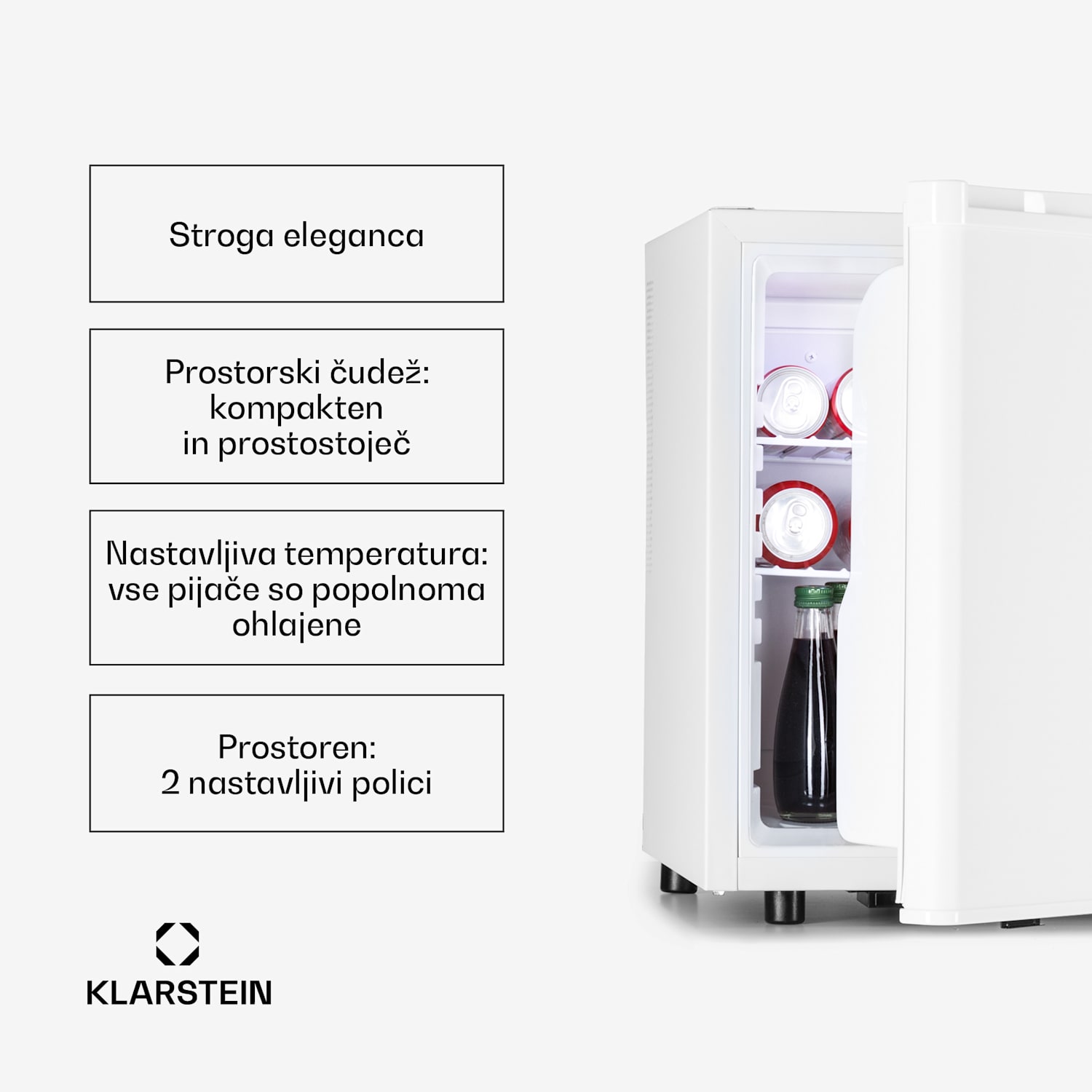 Happy Hour 45, mini hladilnik, minibar, hladilnik za pijačo, 45 litrov, 26 dB 45 Ltr | Bela