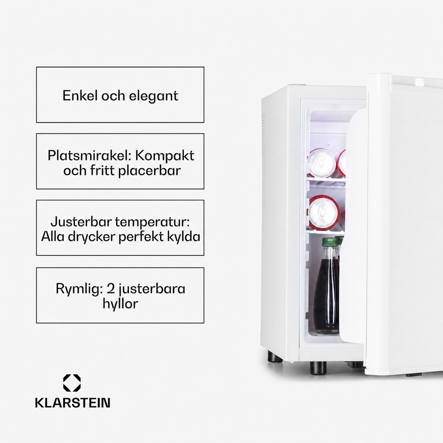 Happy Hour 45 Mini-kylskåp minibar dryckeskyl 45 l 26 dB 45 L | C | Vit