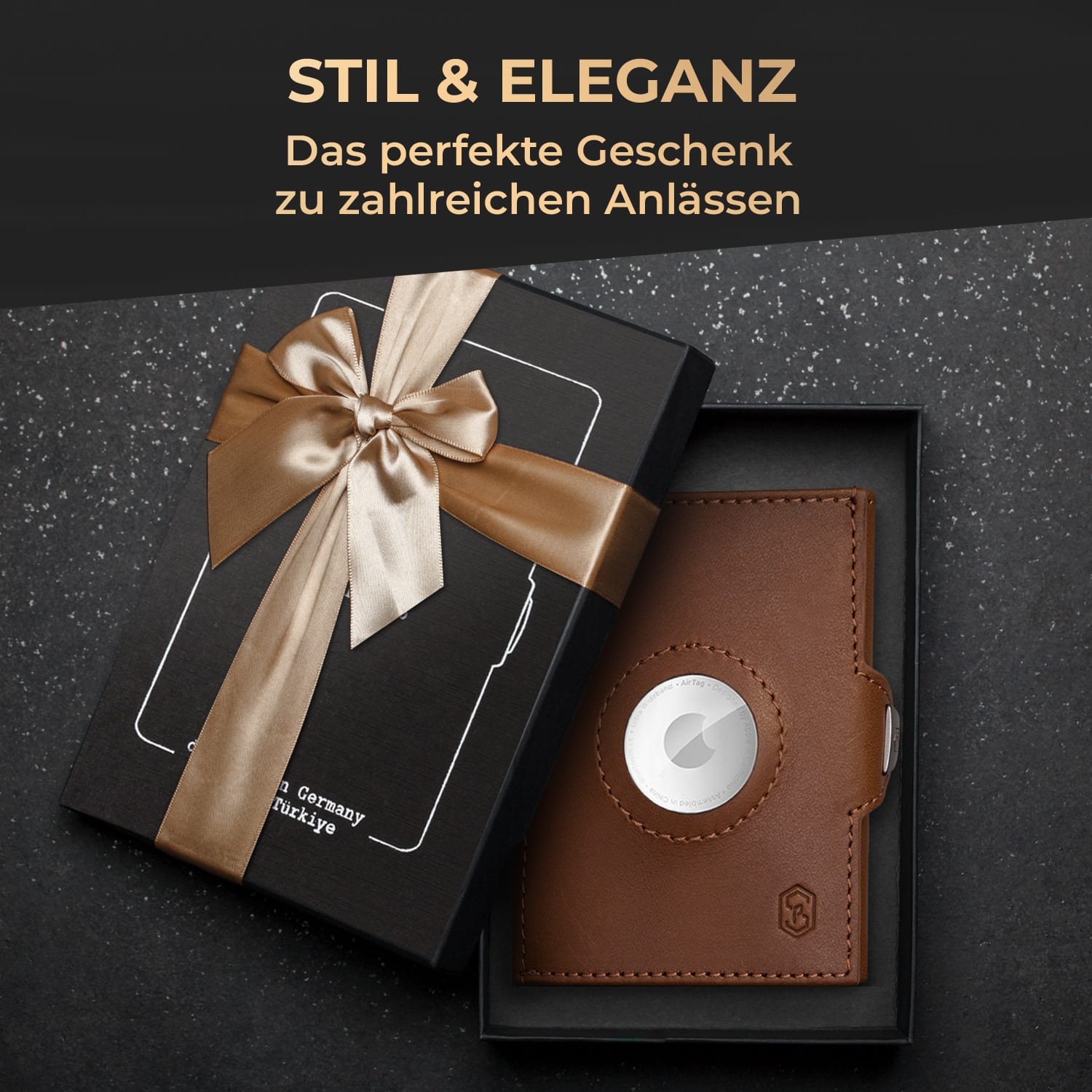 TRYO Trifold Airtag Wallet 12 Karten Münzfach RFID-Schutz 