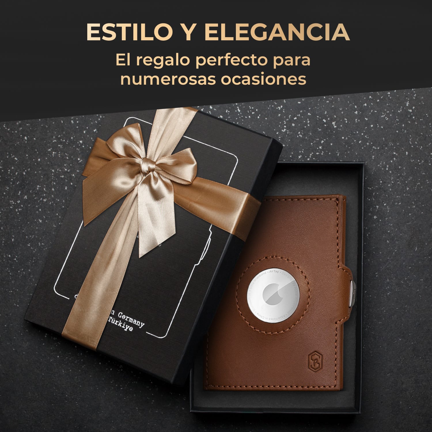 TRYO Cartera Trifold Airtag 12 tarjetas Bolsillo para monedas 9,2 x 2,2 x 7,5 cm (ancho x fondo) Protección RFID Marrón Tierra