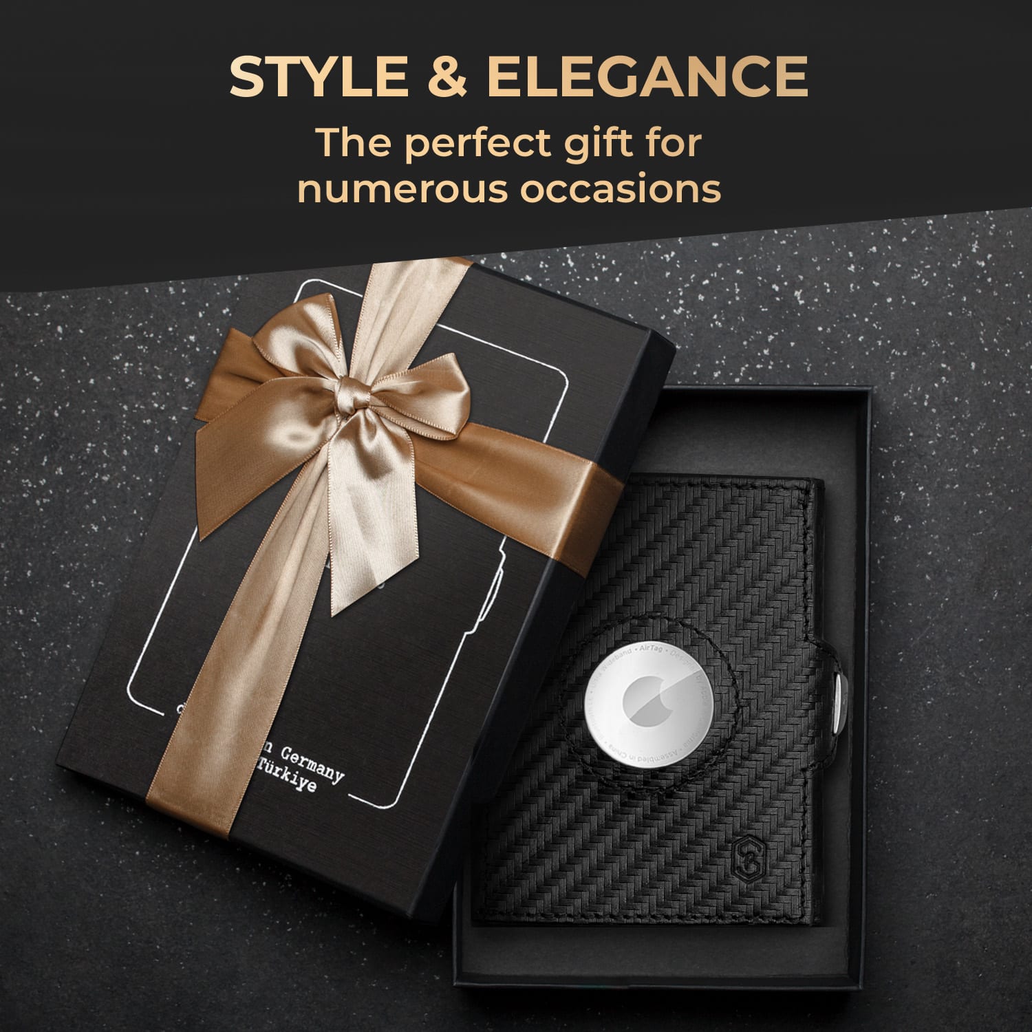 TRYO Trifold Airtag Wallet, 12 карти, джоб за монети, 9,2 x 2,2 x 7,5 см (Ш x В x Д), защита RFID Carbon