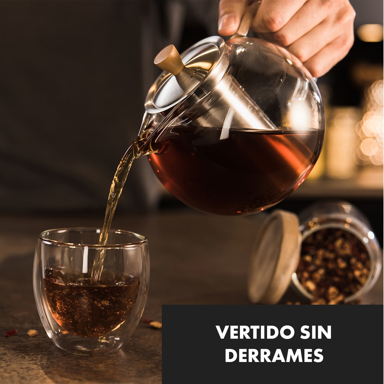 Sencha Tetera de diseño con calentador de madera Oolong 1,3L Filtro 