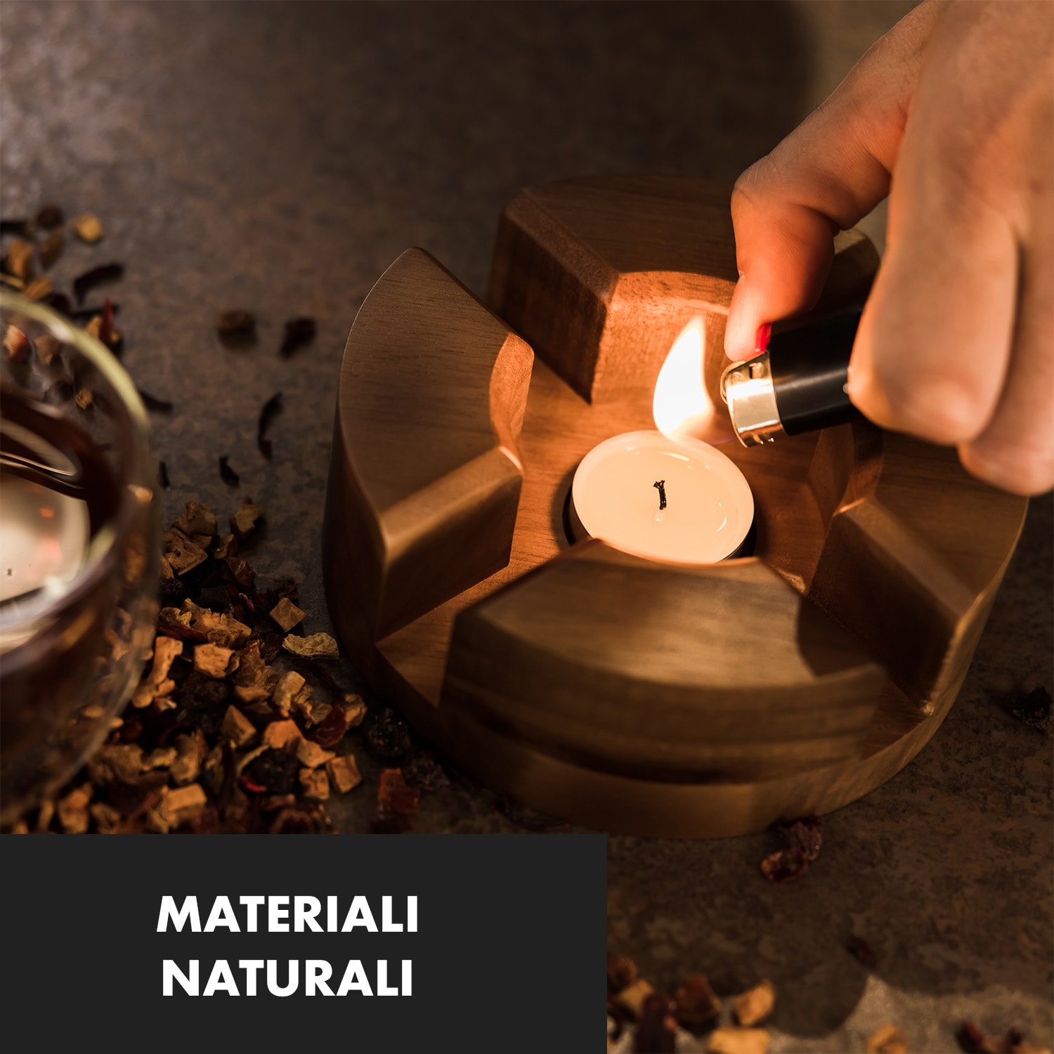Sencha, teiera di design con scaldavivande di legno Oolong, 1,3 l, colino 