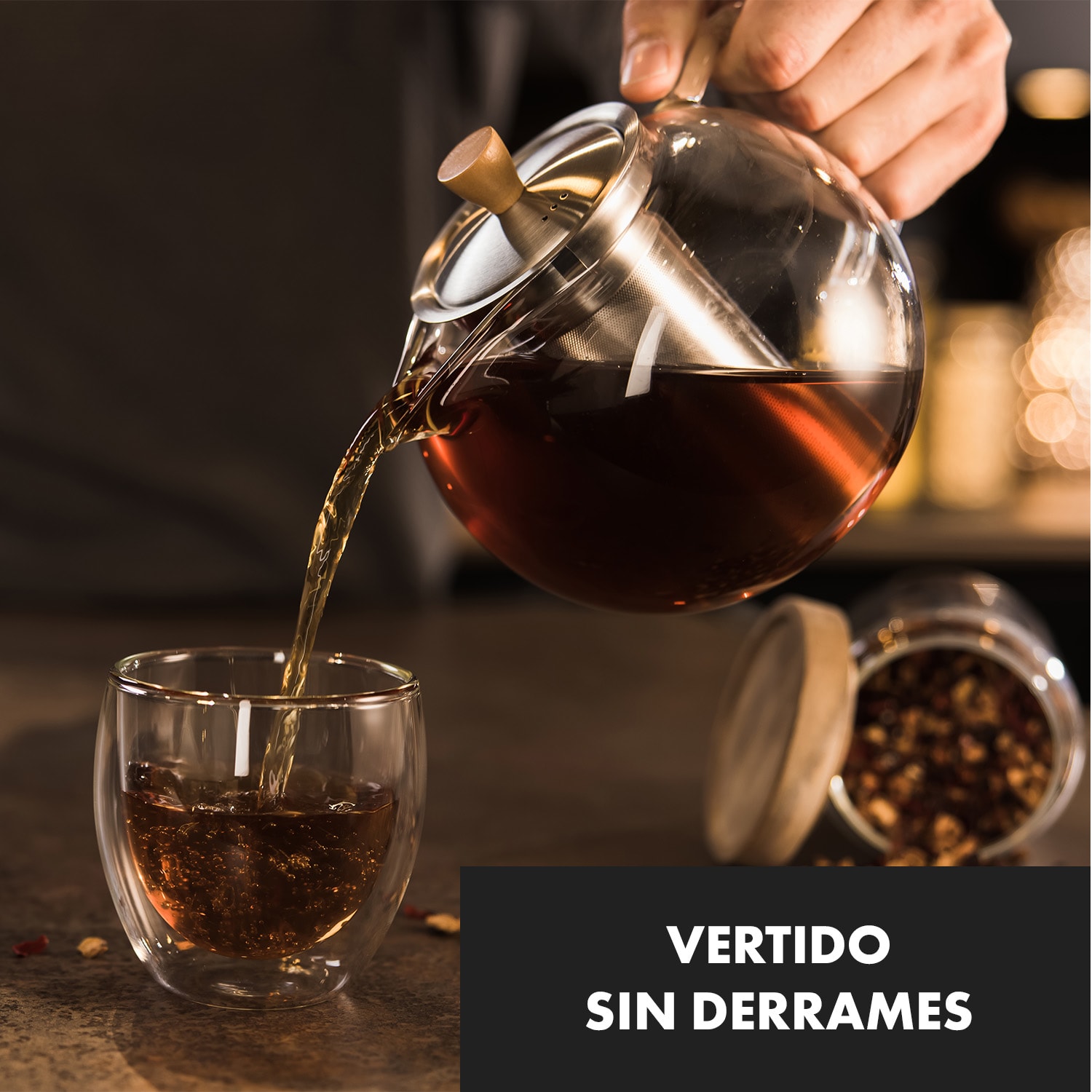 Tetera Sencha 1,8 l colador de acero inoxidable tapa de borosilicato 1,8 L