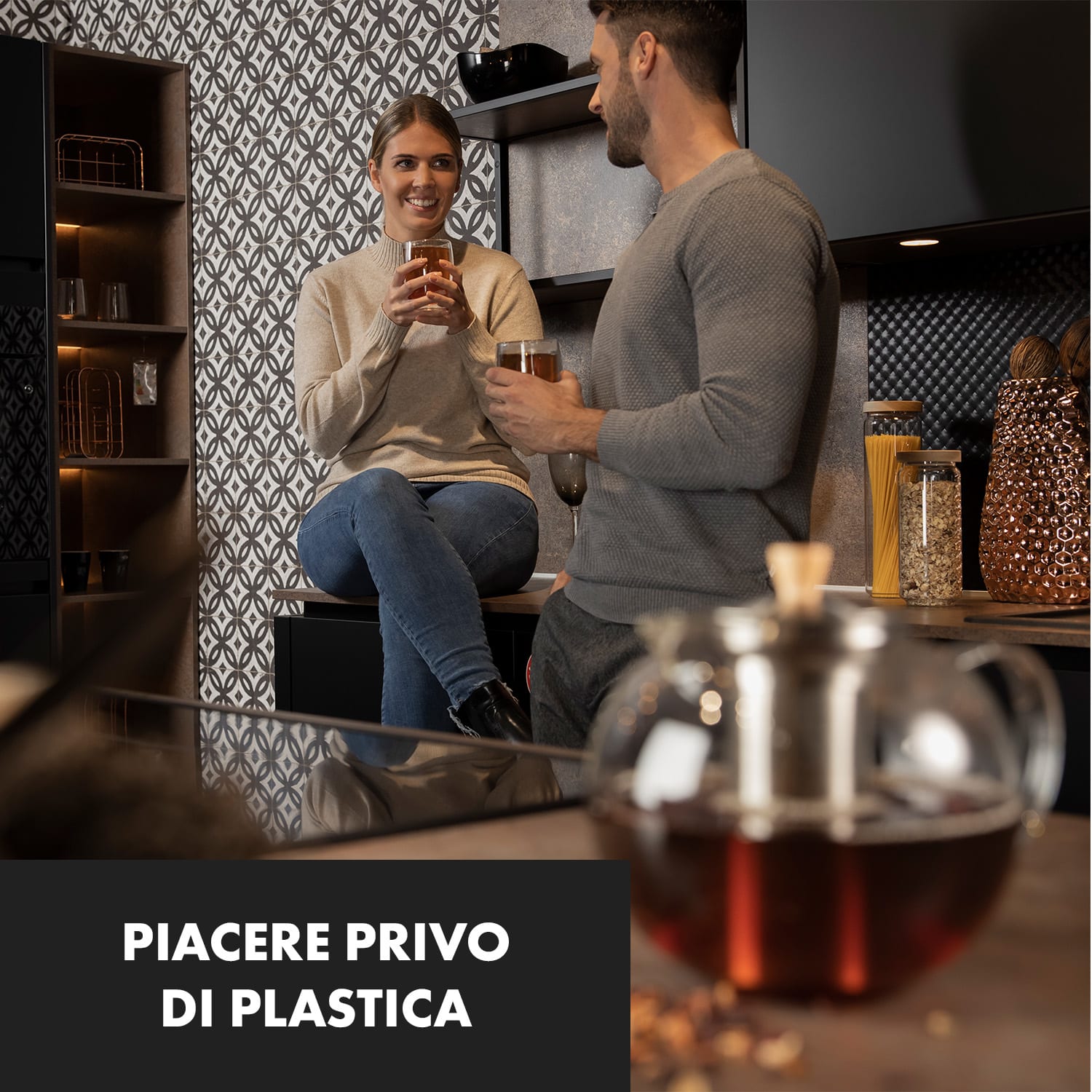 Sencha - Teiera, 1,8 l, filtro rimovibile di acciaio inox, vetro borosilicato, coperchio 1,8 L