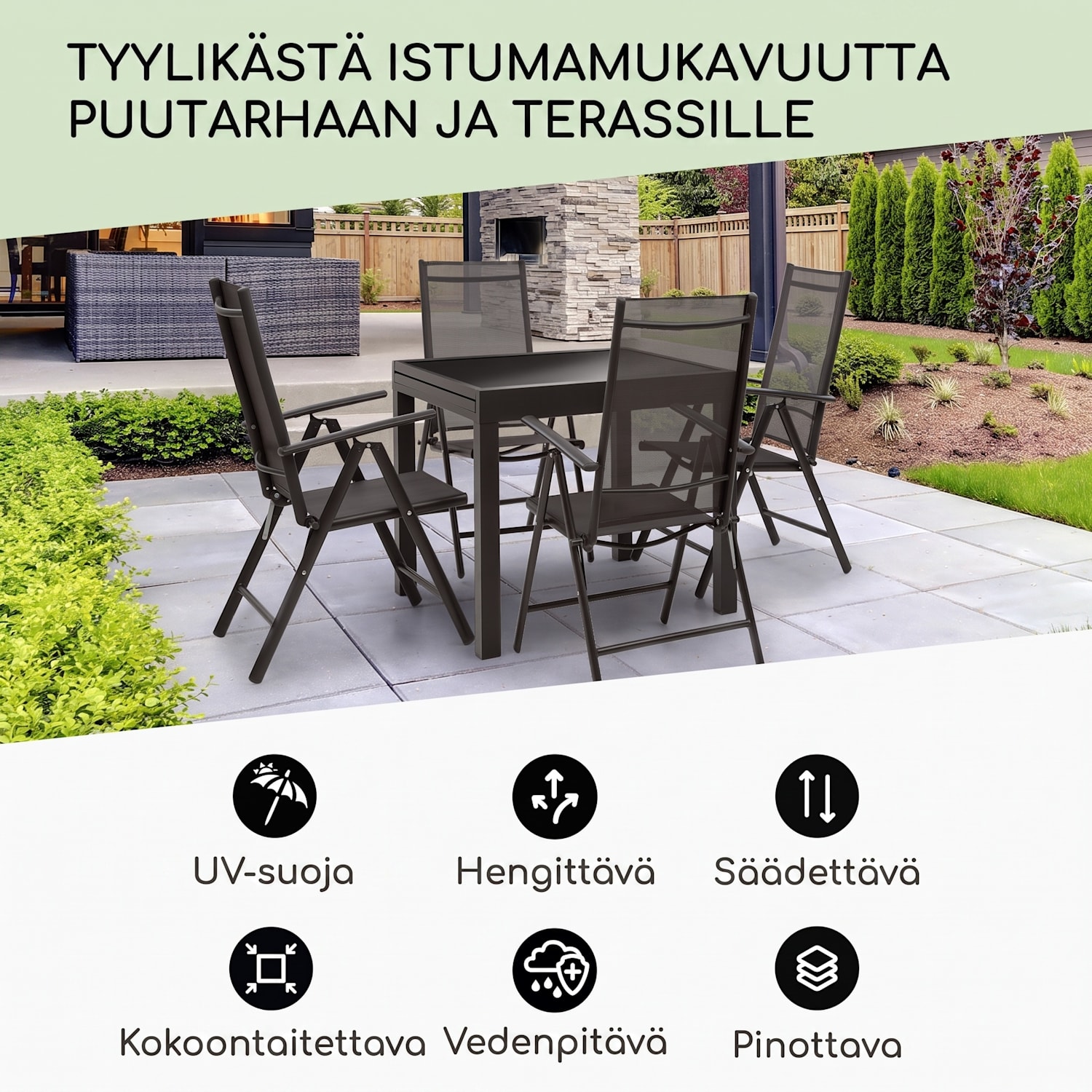 London Lite taittotuoli 2 kpl setti 56,5 x 107 x 68 cm ComfortMesh alumiini 2 kpl setti | Antrasiitti