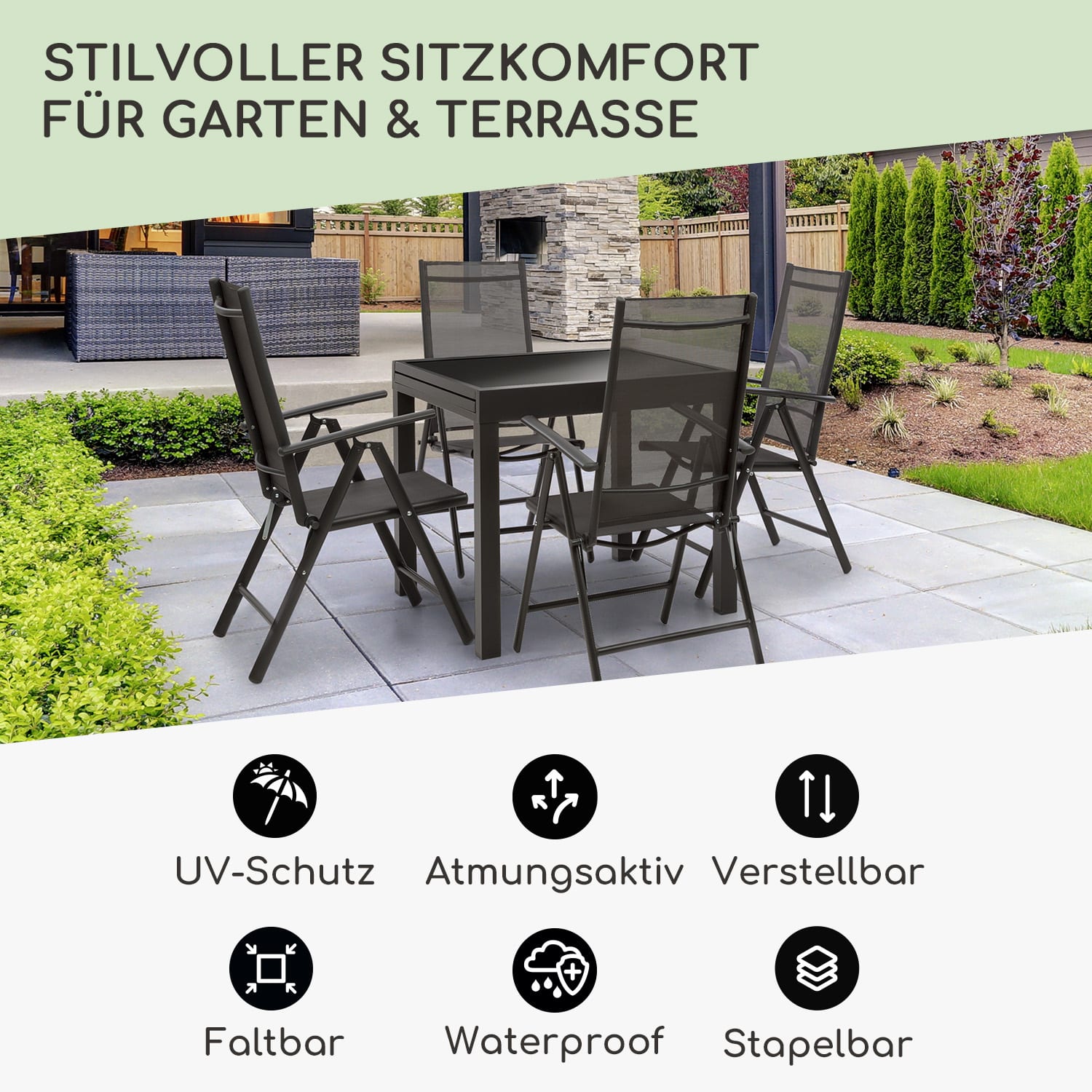 London Lite Klappstuhl 56,5 x 107 x 68 cm ComfortMesh Aluminium 