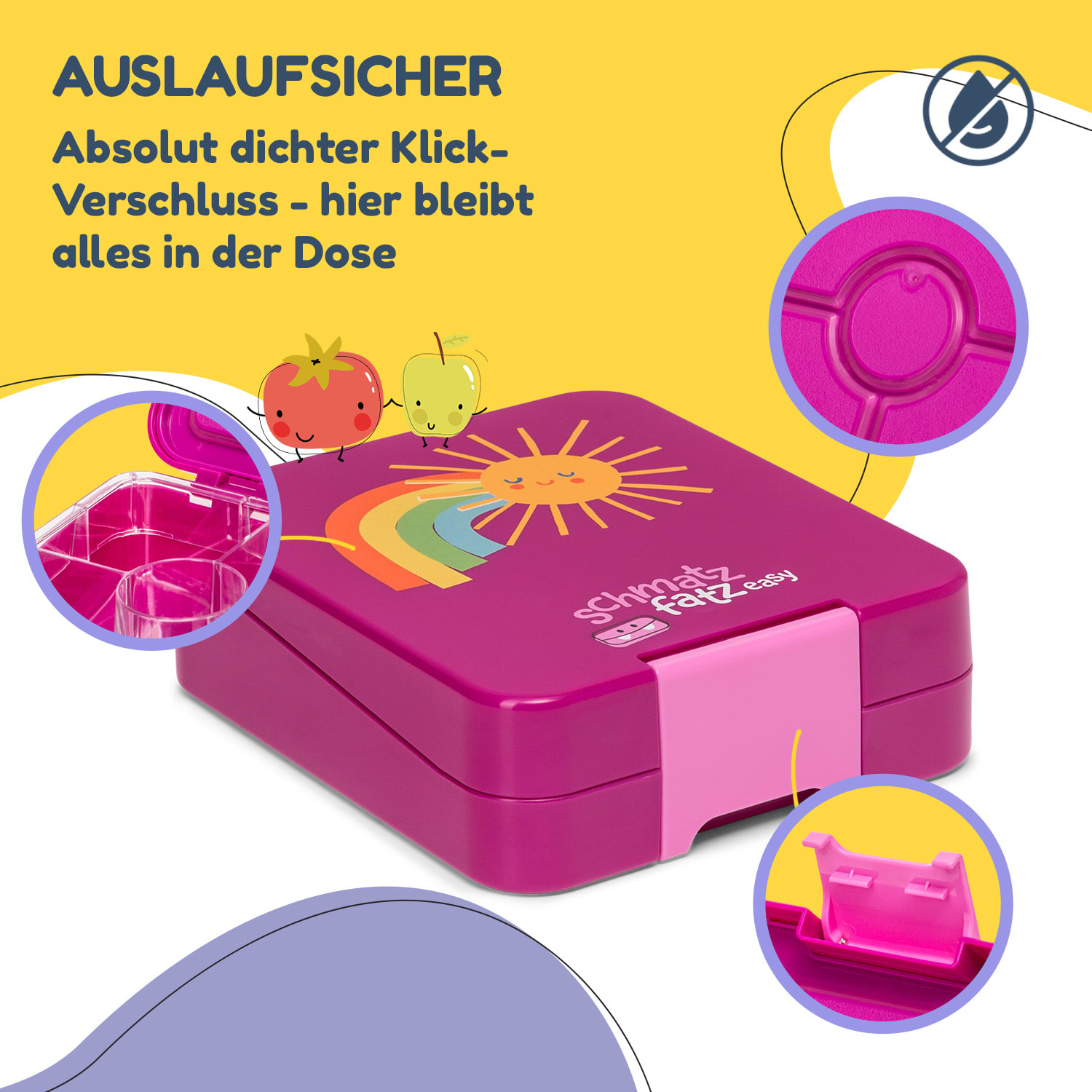 Klarstein schmatzfatz easy Snackbox 4 Fächer 18 x 15 x 5 cm  
