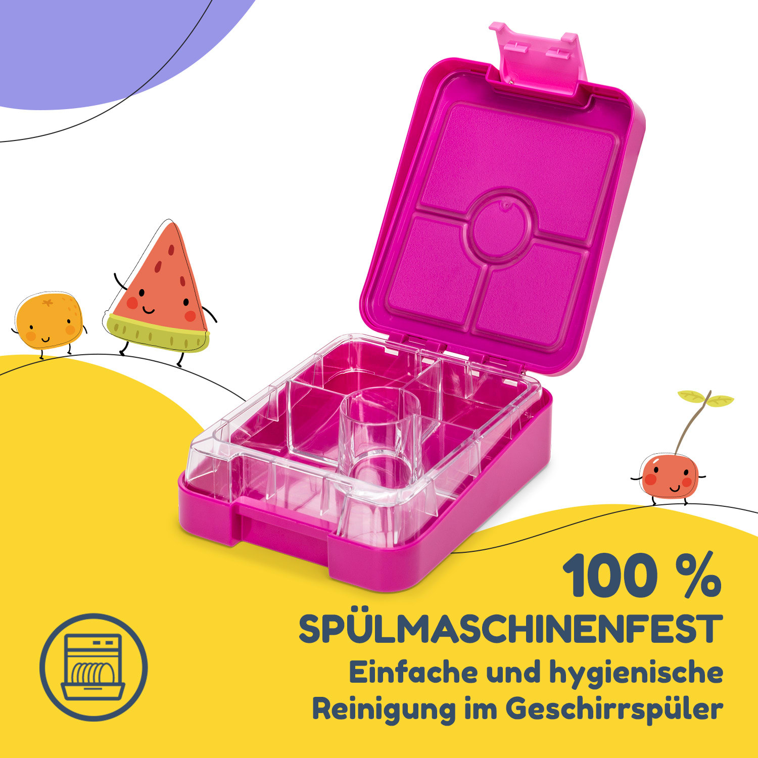 Klarstein schmatzfatz easy Snackbox 4 Fächer 18 x 15 x 5 cm  
