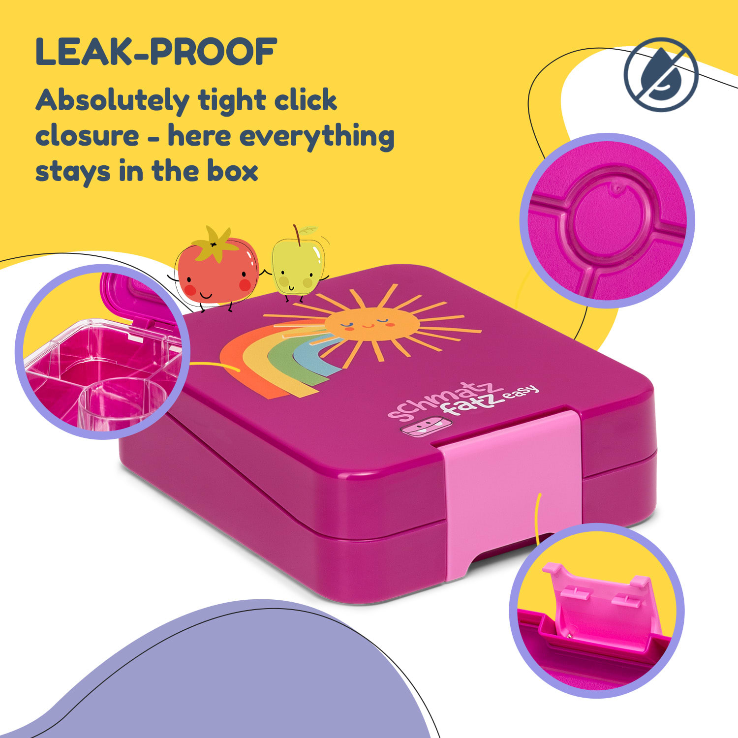 Schmatzfatz easy, cutie pentru gustări, 4 compartimente, 18 × 15 × 5 cm 