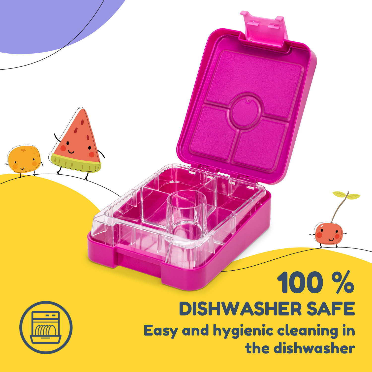 Schmatzfatz easy, cutie pentru gustări, 4 compartimente, 18 × 15 × 5 cm 